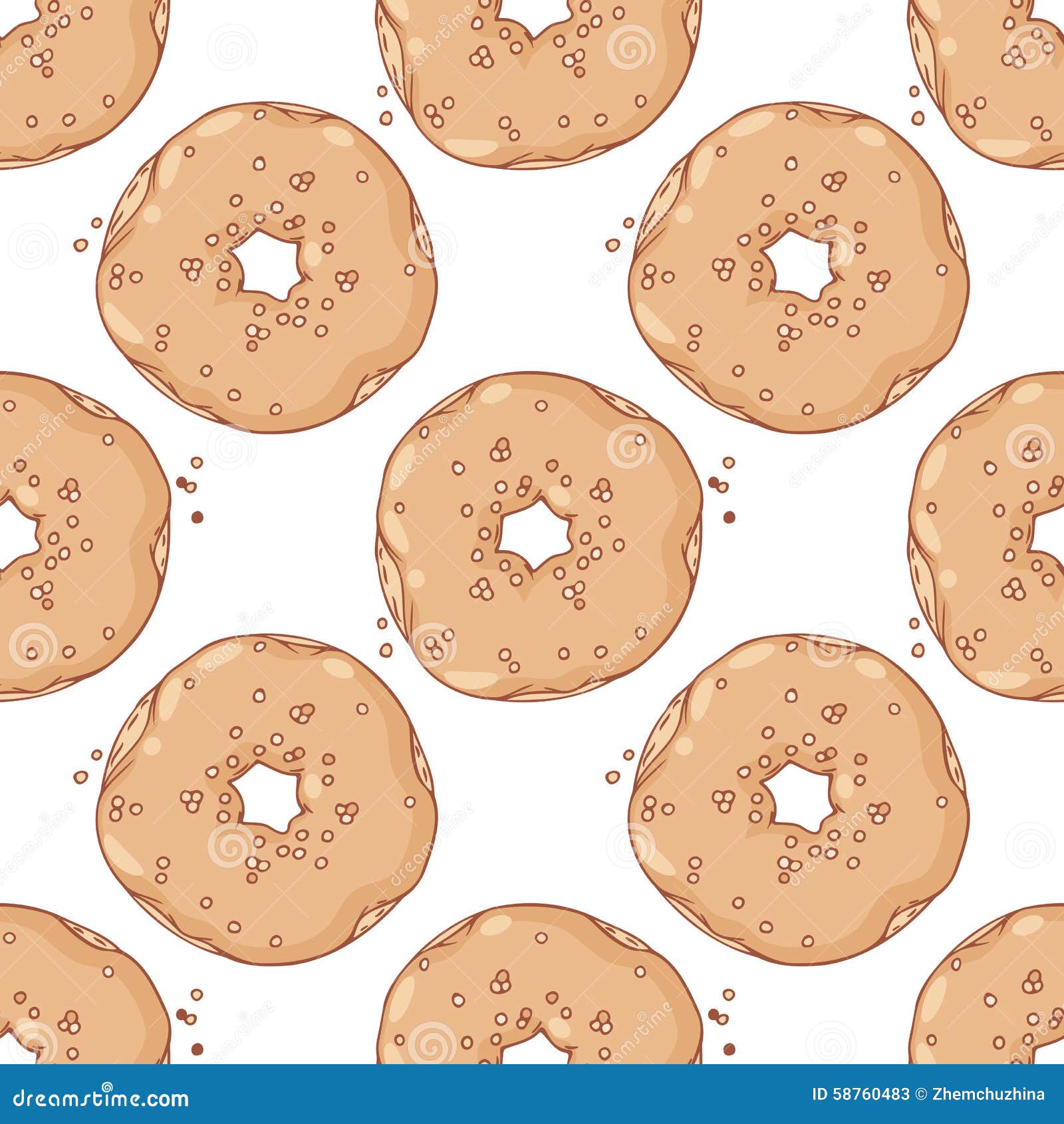 Hand Drawn Donuts Seamless Pattern. Sweet Stock Vector - Illustration ...