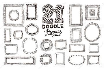 Hand Drawn Doodle Frames Set. Stock Vector - Illustration of antique ...