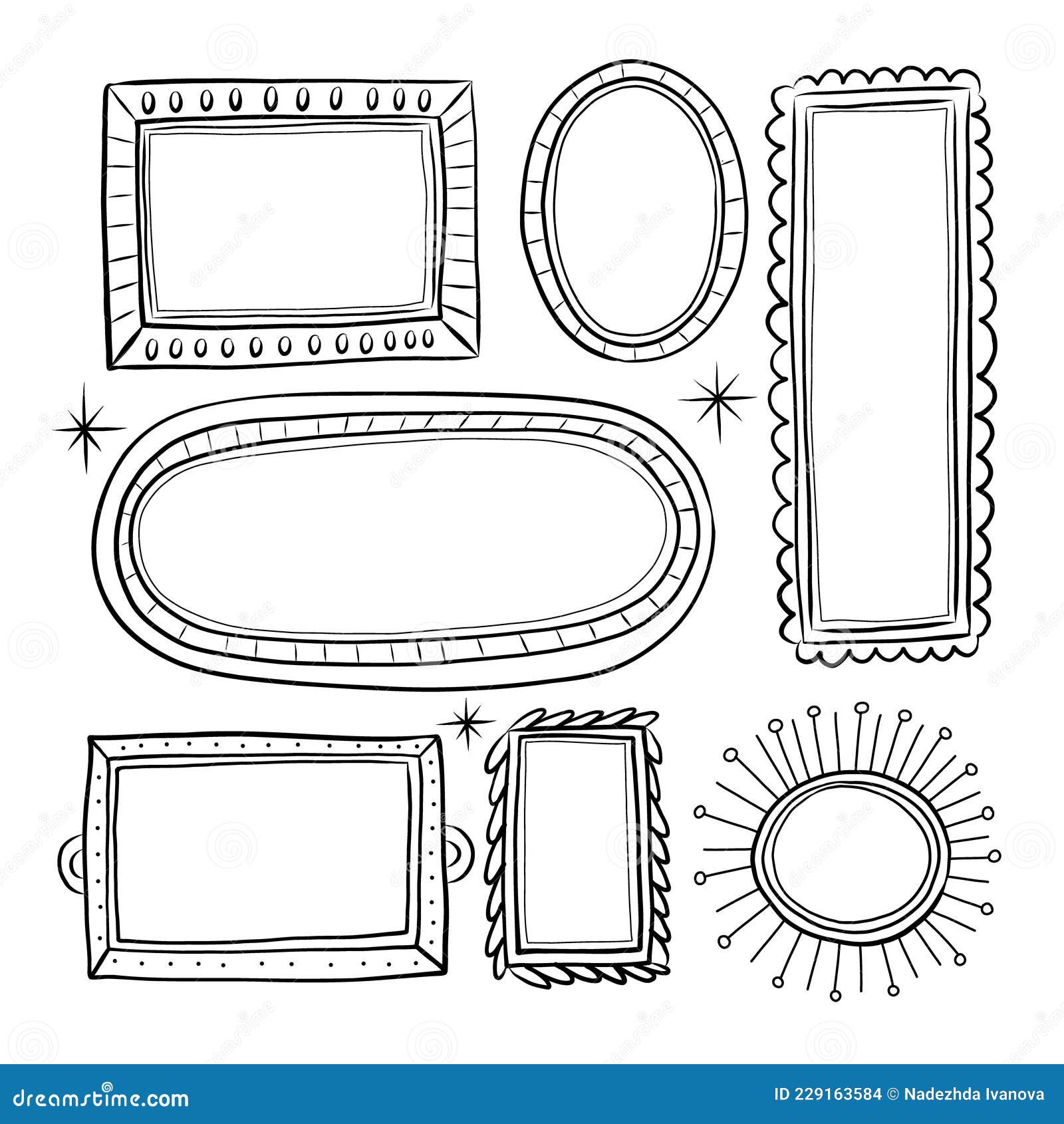Hand Drawn Doodle Frames Set Vector Illustration. Stock Vector ...