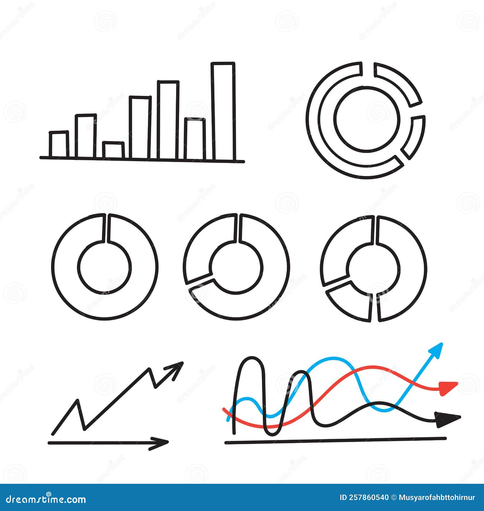 Hand Drawn Doodle Graph Chart Illustration Vector Isolated Stock Vector