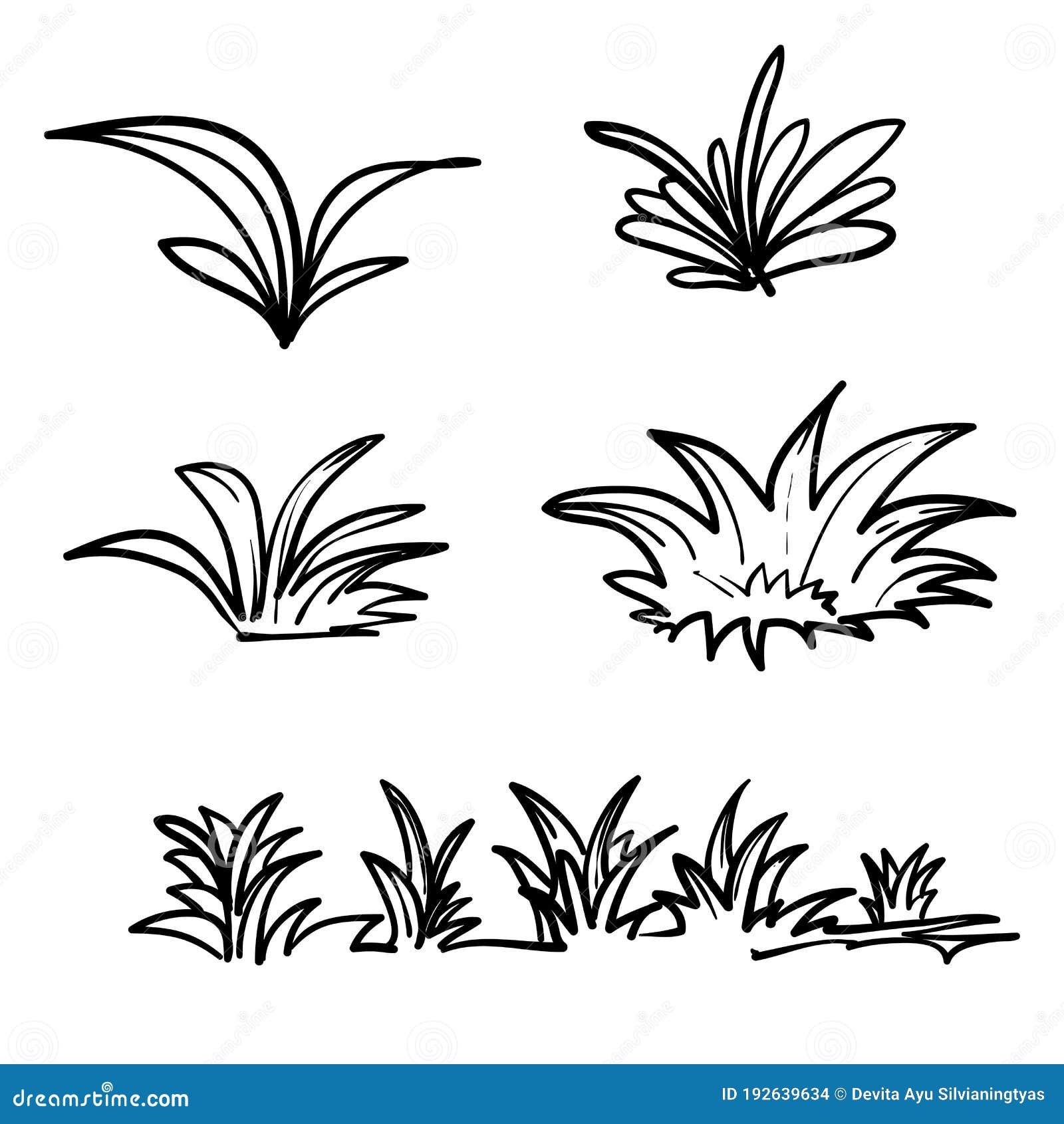 Hand Drawn Doodle Grass Bush Illustration Vector Stock Vector Illustration of field, hill