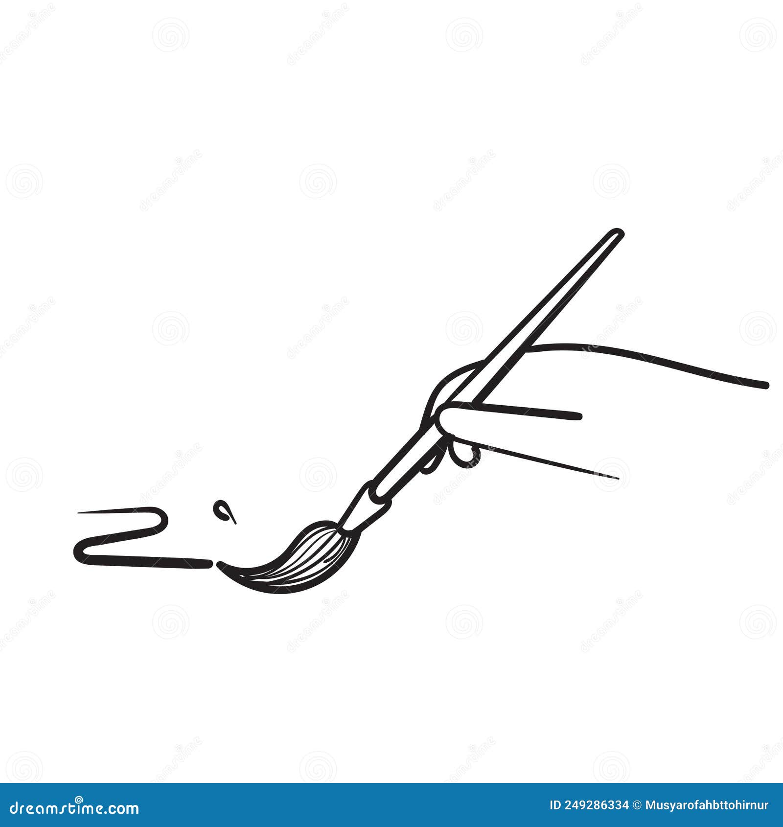 Hand Drawn Doodle Hand Holding a Brush Drawing Illustration Stock