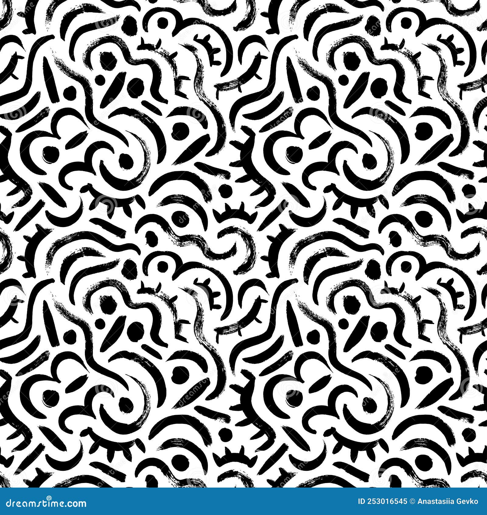 Simple Seamless Vector Hand Draw Sketch Black and White Doodle