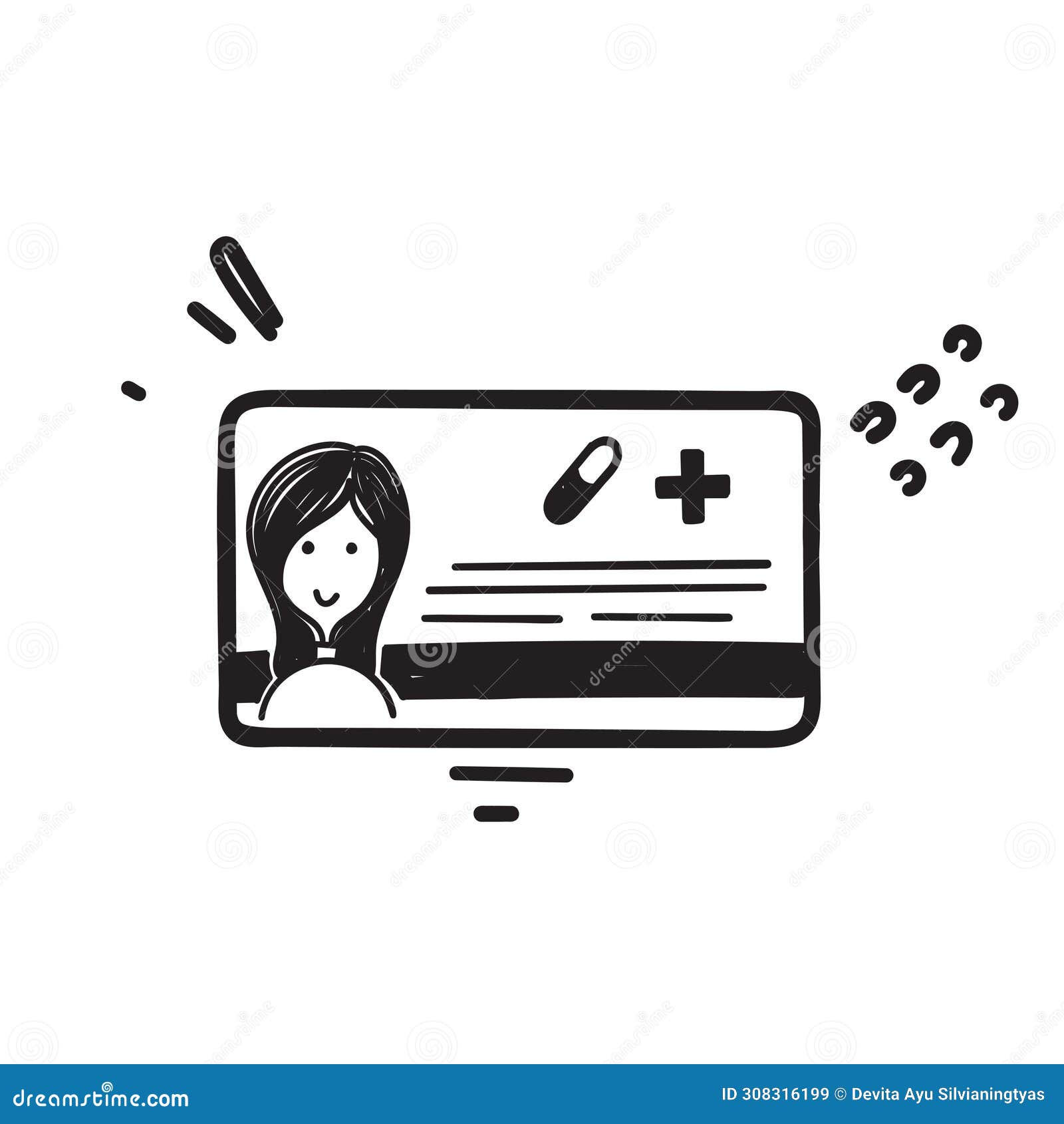 Hand Drawn Doodle Medical Card Illustration Vector Stock Vector