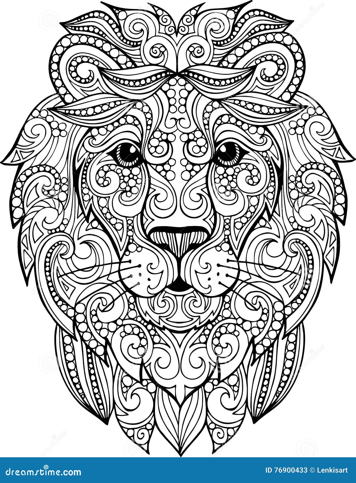 Hand Drawn Doodle Ornate Lion Illustration Stock Vector