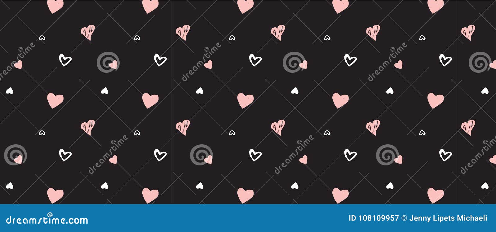 Hand-drawn Doodle Pattern with Hearts . Banner Template Stock Vector ...