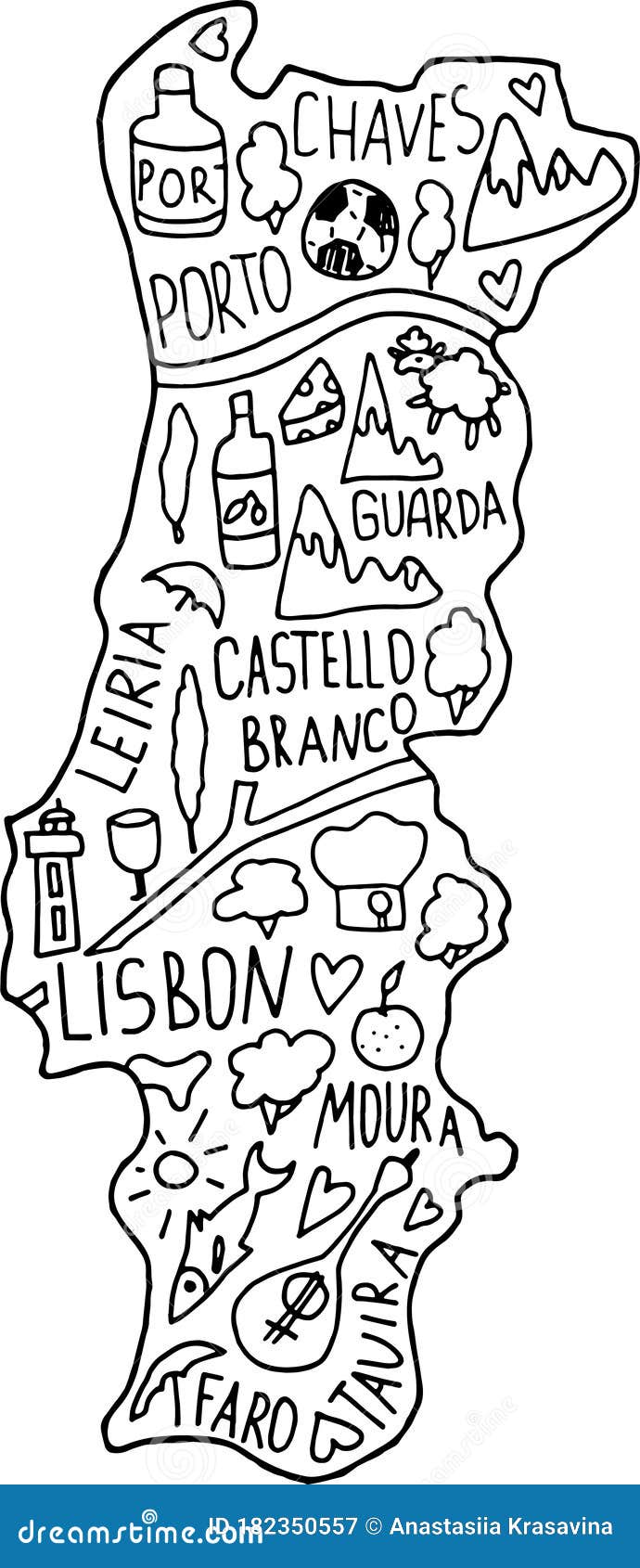 doodle freehand drawing of portugal map. 4686771 Vector Art at Vecteezy