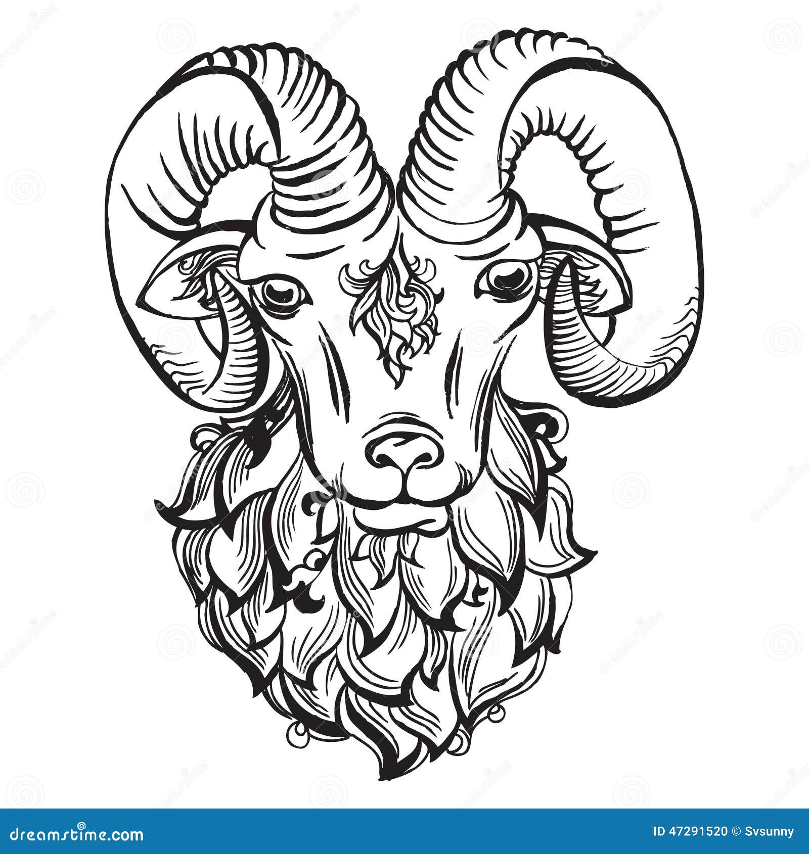Download Hand drawn doodle ram stock vector. Illustration of horned ...