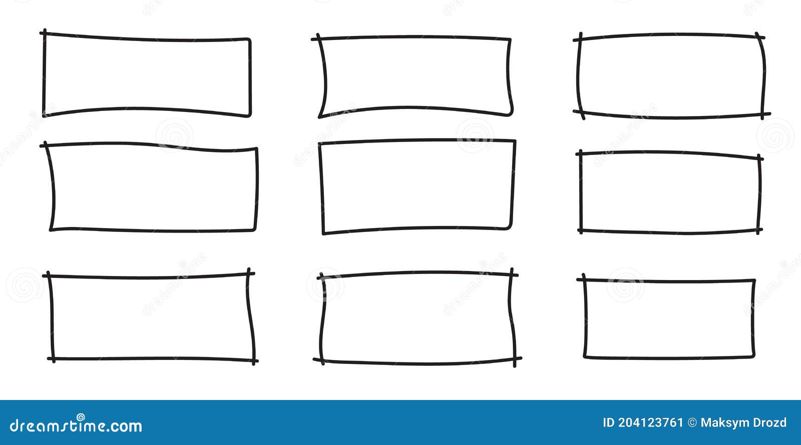 hand drawn doodle rectangle frames, text box and frames.