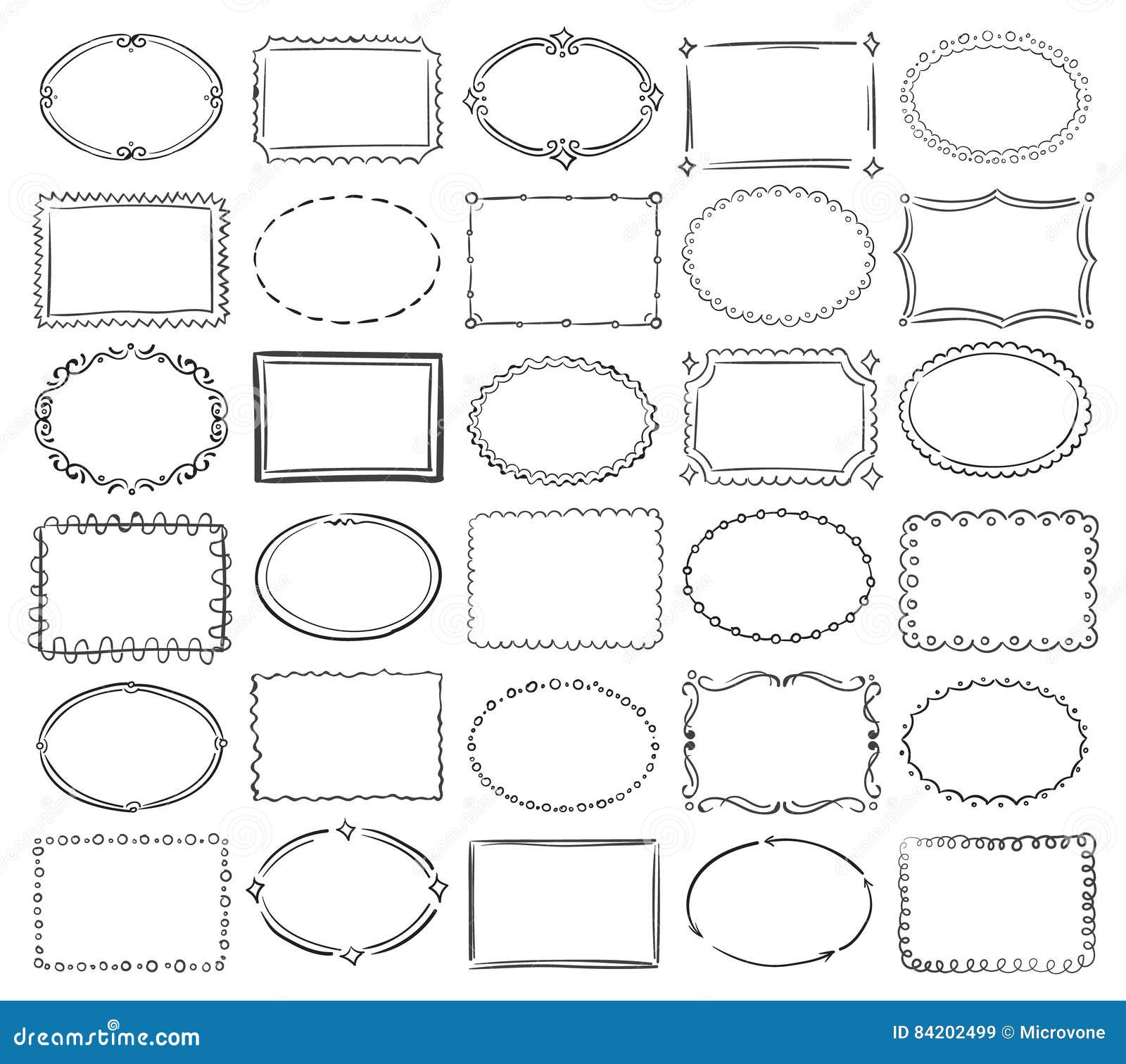 Download Hand Drawn Doodle Round And Square Vector Picture Border ...