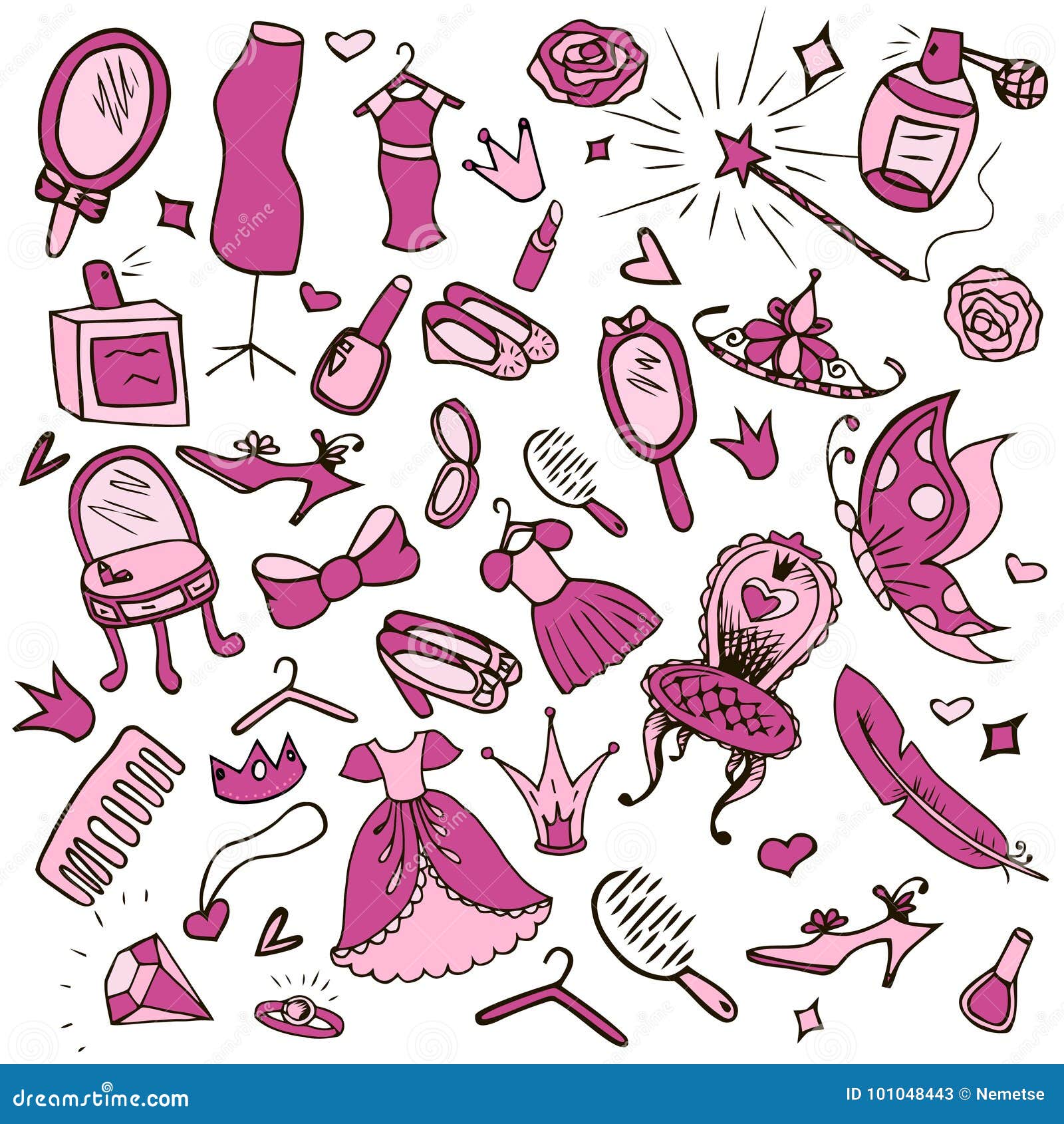 Set of objects for girls stock vector. Illustration of girl - 101048443