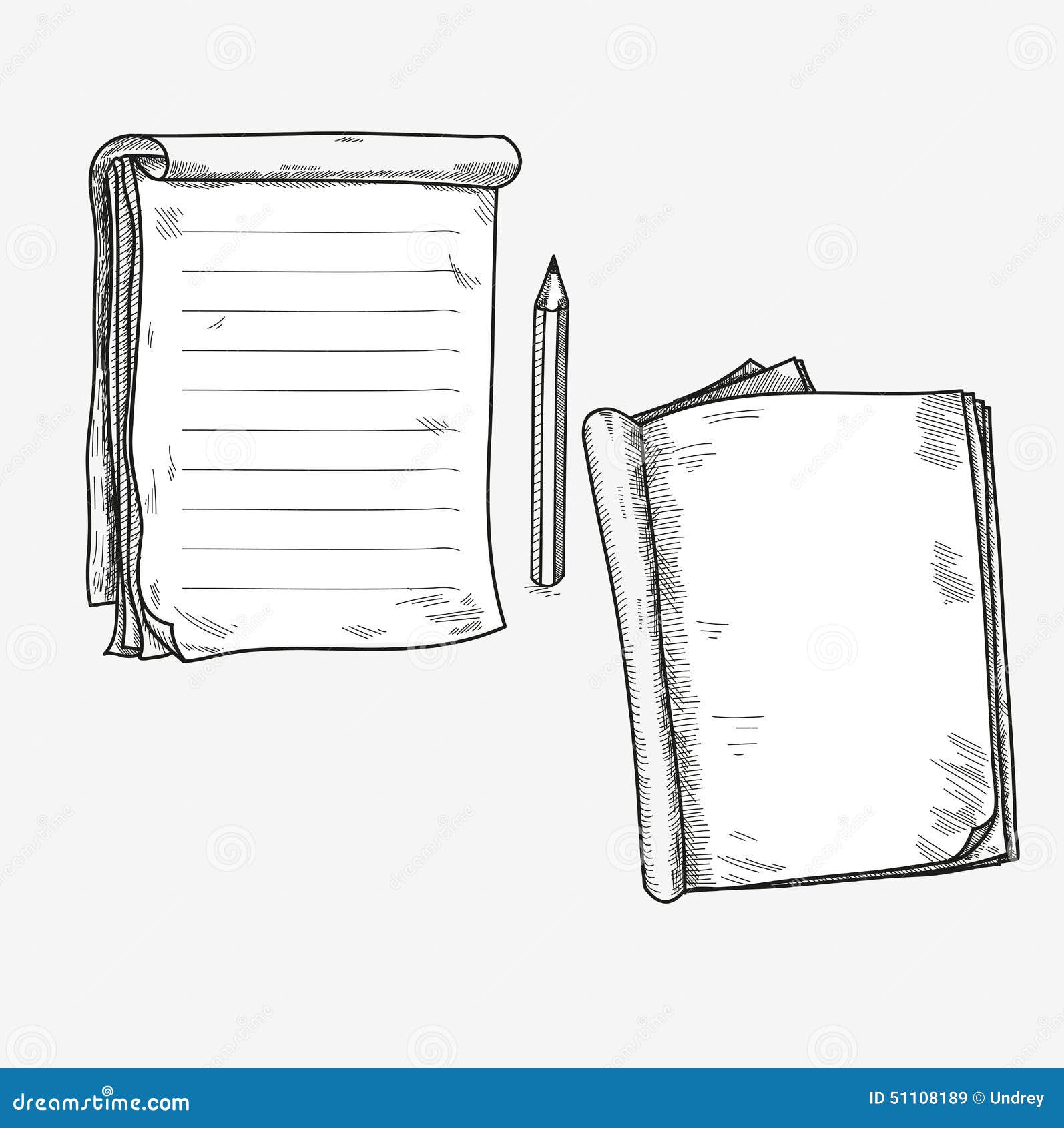 hand drawn doodle sketch open notebook, clear page