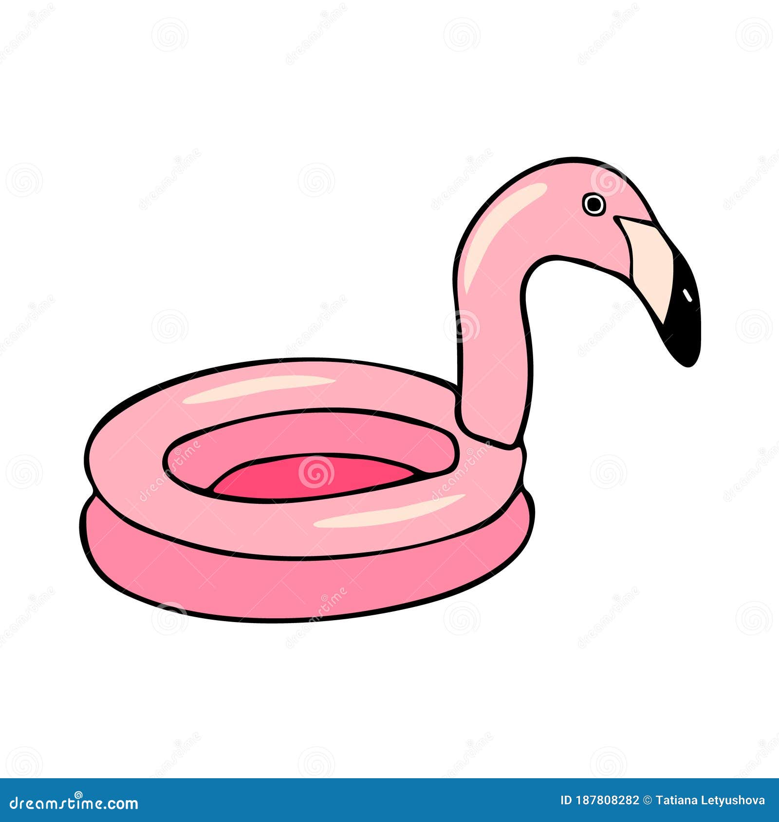 Hand Drawn Doodle Sketch Vector Floating Flamingo Float Ring Isolated