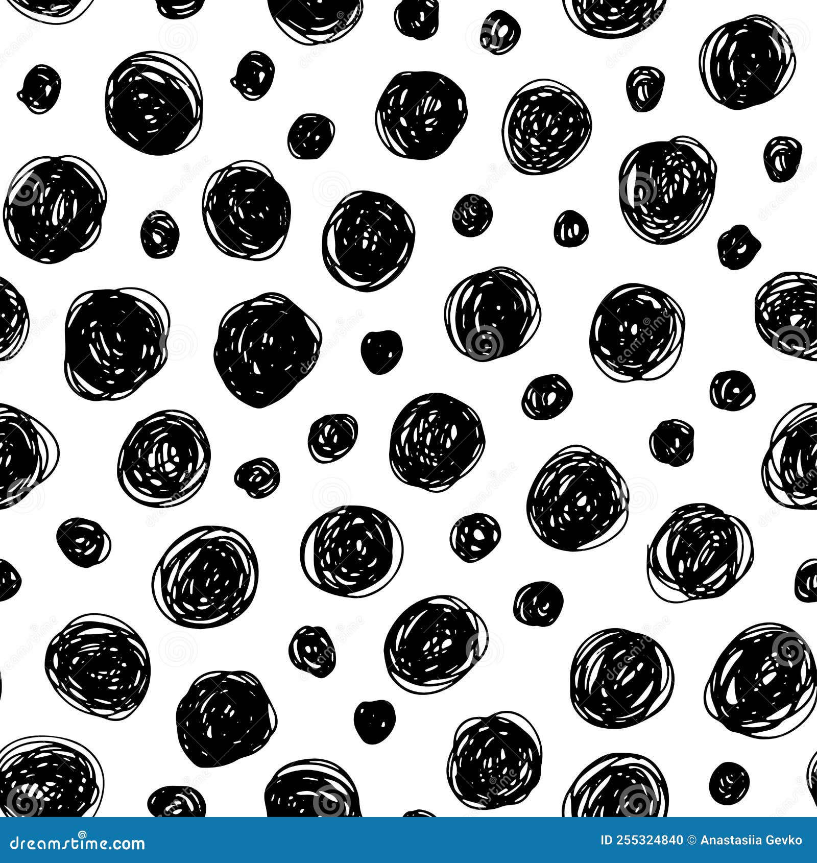 hand drawn doodle small circles seamless pattern.