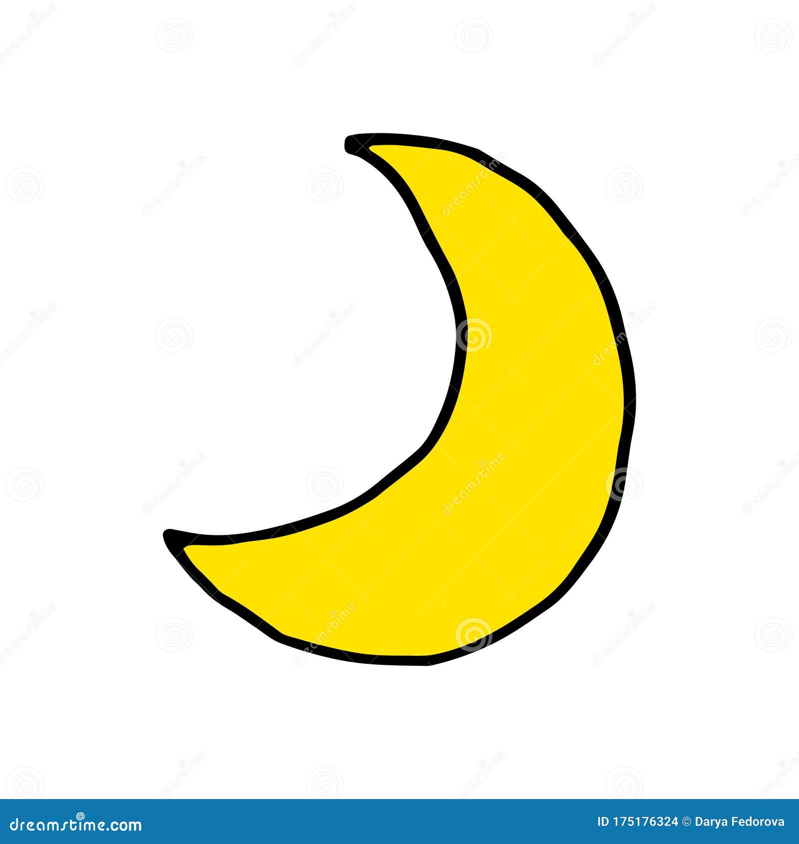 Hand Drawn Doodle Vector Cartoon Sketch Half Moon Stock Illustration