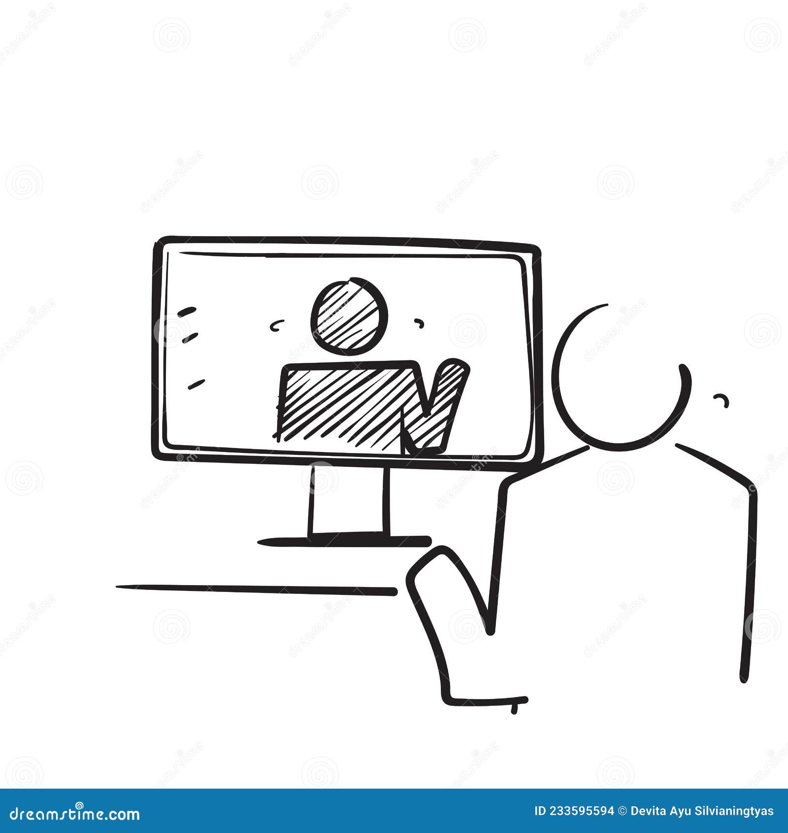 Hand Drawn Doodle Video Call Illustration Icon Vector Isolated Stock Vector Illustration of