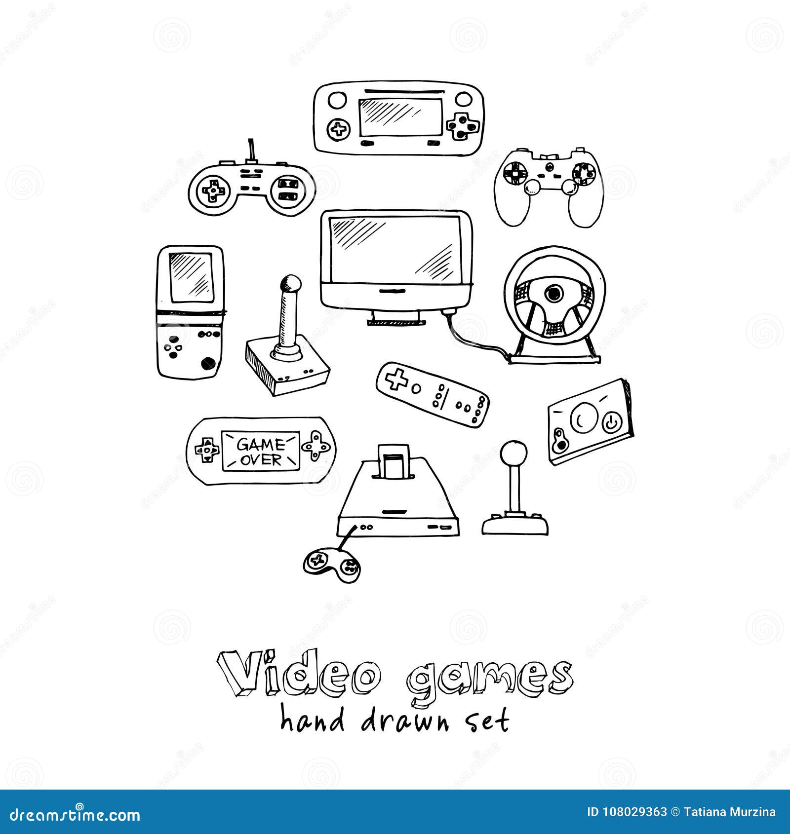 Game Doodles. Hand Drawing of Game Stock Vector - Illustration of