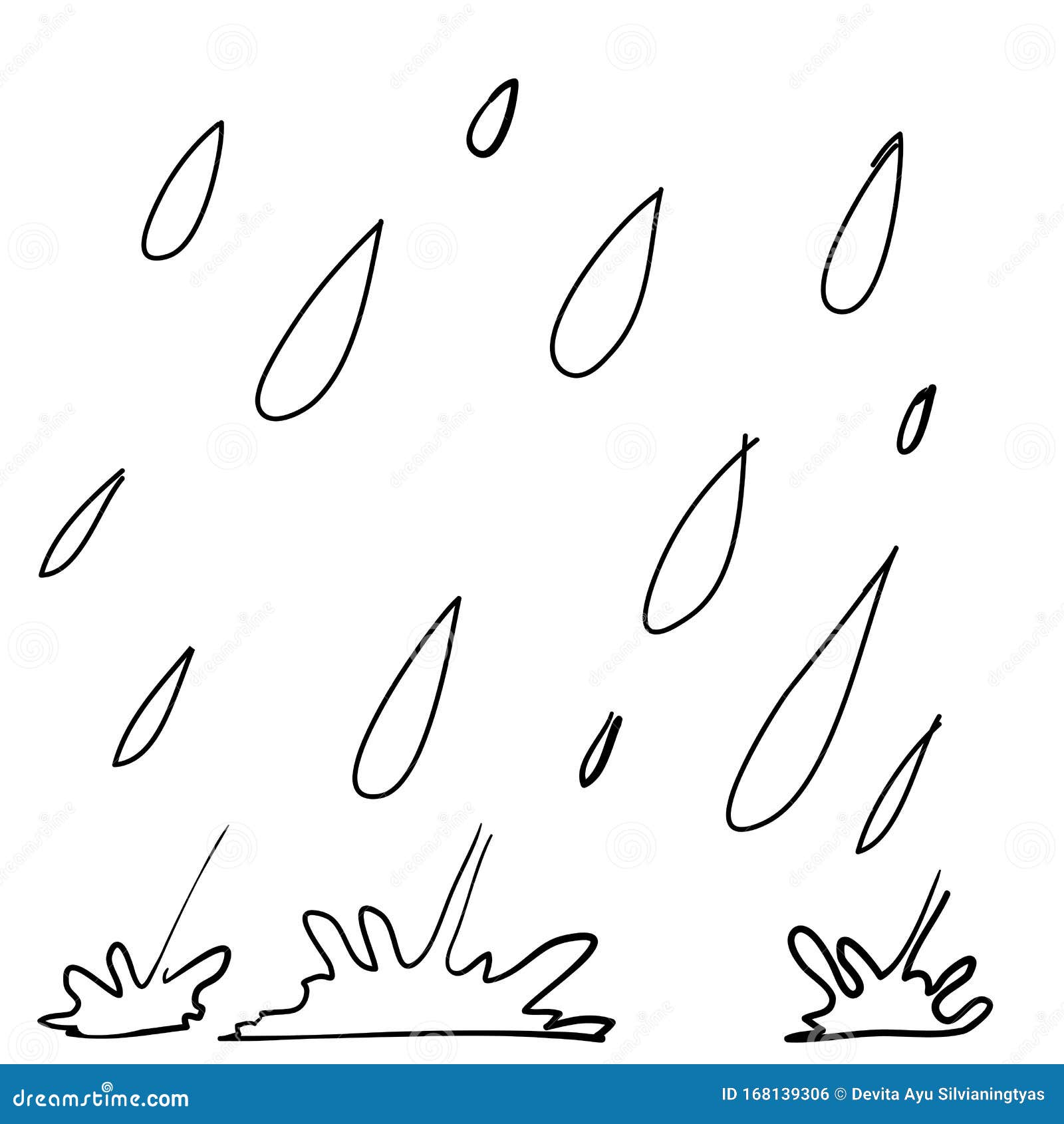 Hand Drawn Doodle Water Splatter Drop Liquid Illustration Vector Stock