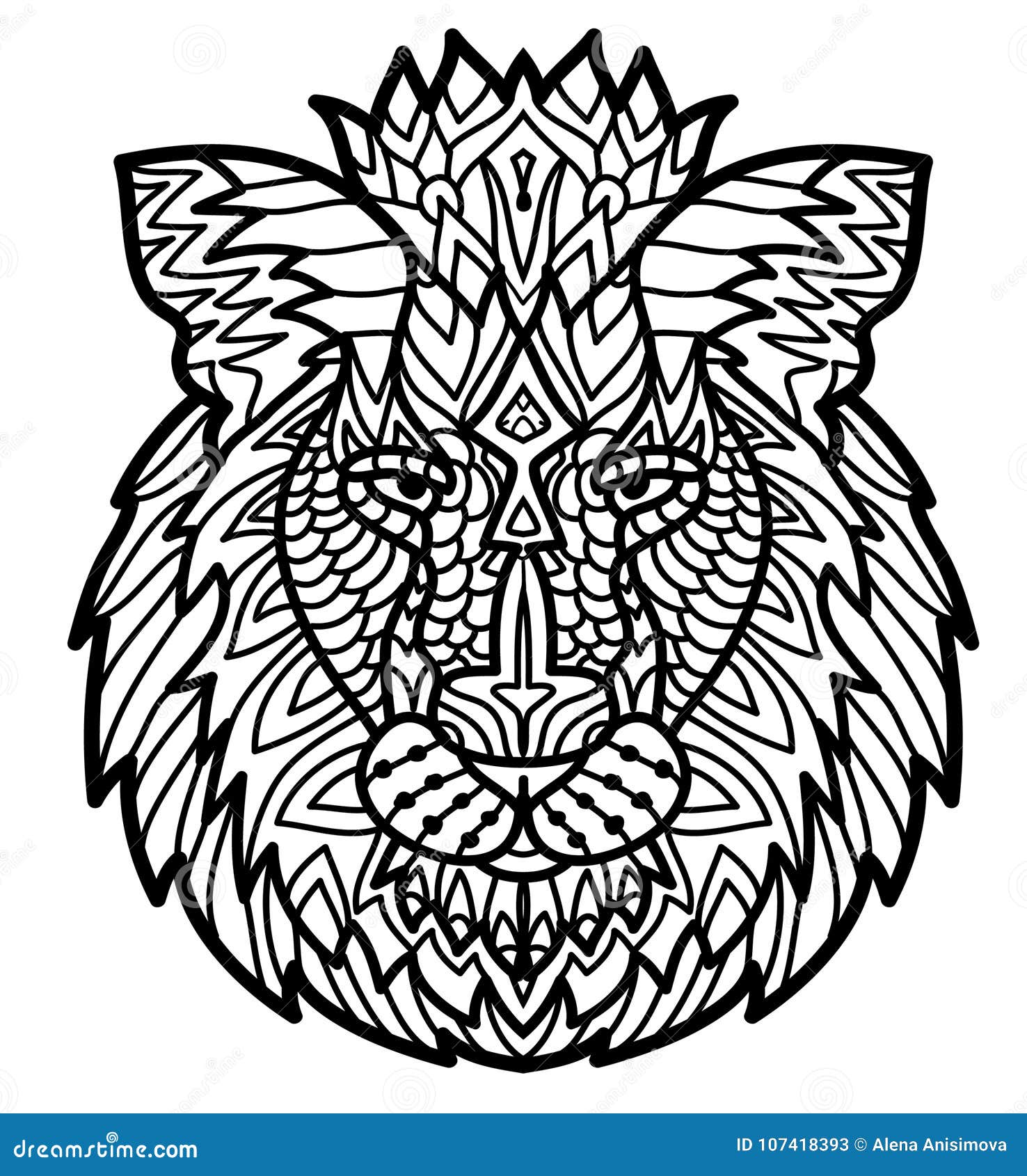 hand drawn doodle zentangle lion . decorative