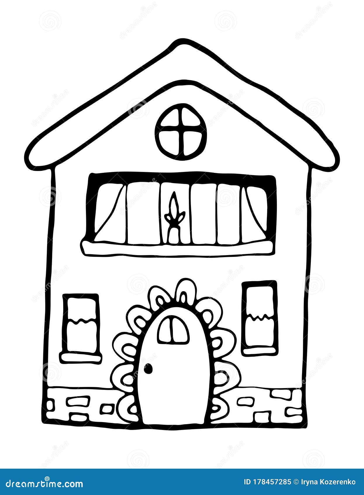 Hand Drawn Doodles Cartoon House with Cute Door Decor. Black and White  Bulding Line Art Vector Illustration Stock Vector - Illustration of icon,  isolated: 178457285