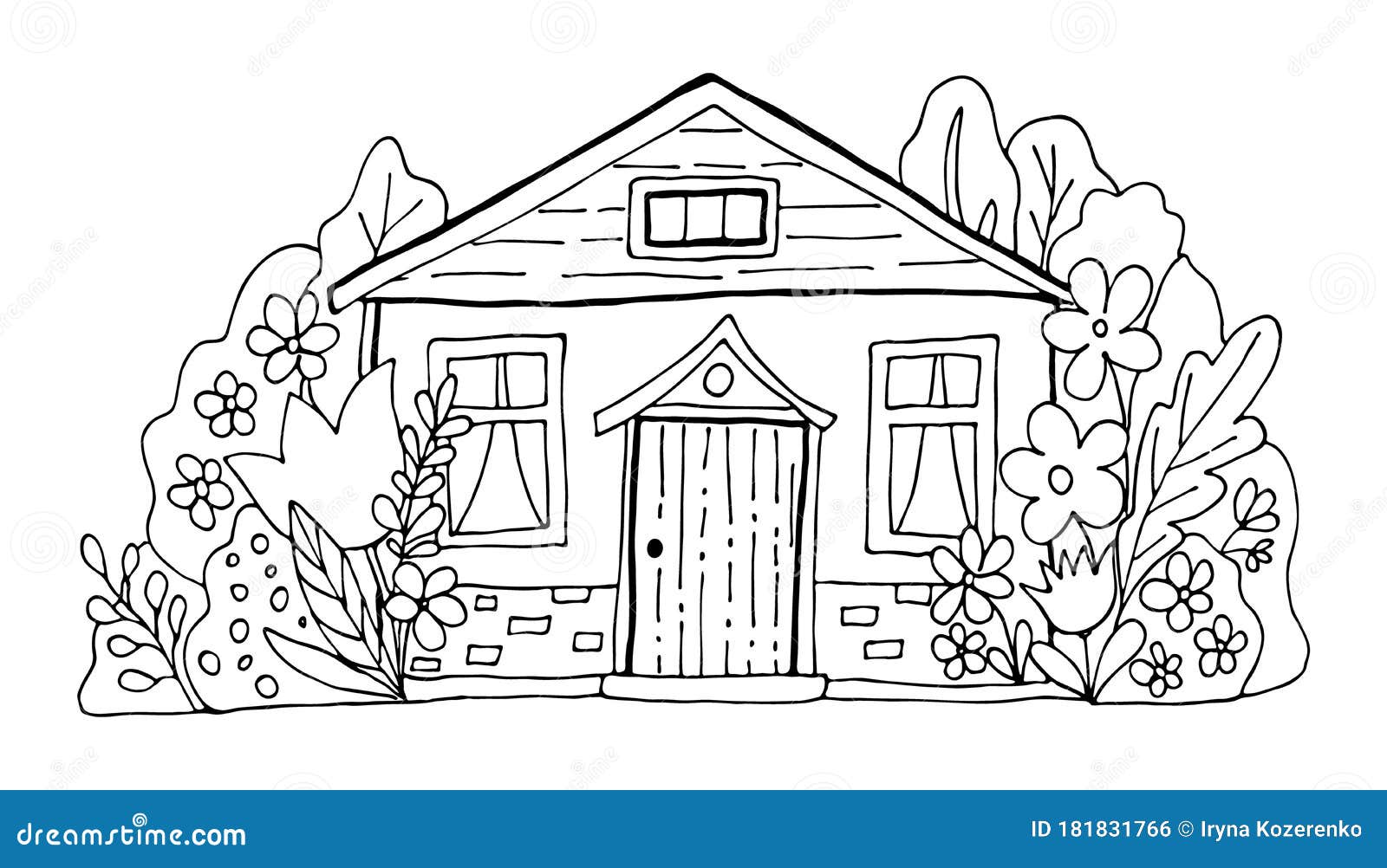 line drawing house clipart porch