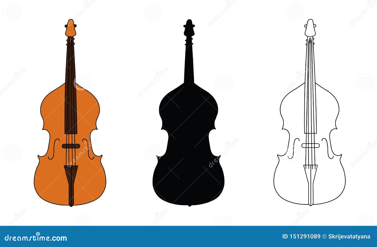 Hand Drawn Double Bass Musical Instrument Stock Vector - 