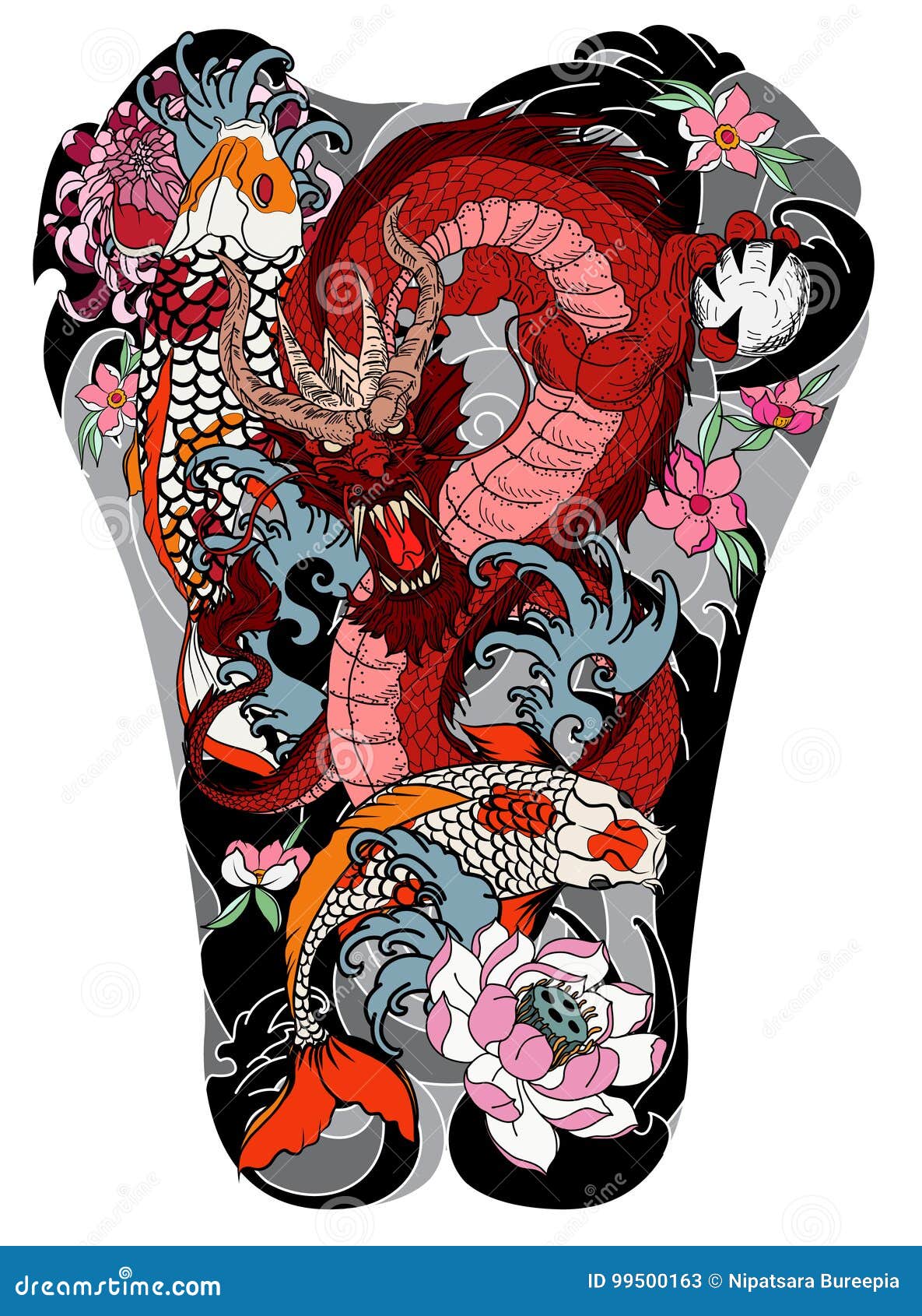 dragon koi fish tattoo forearm