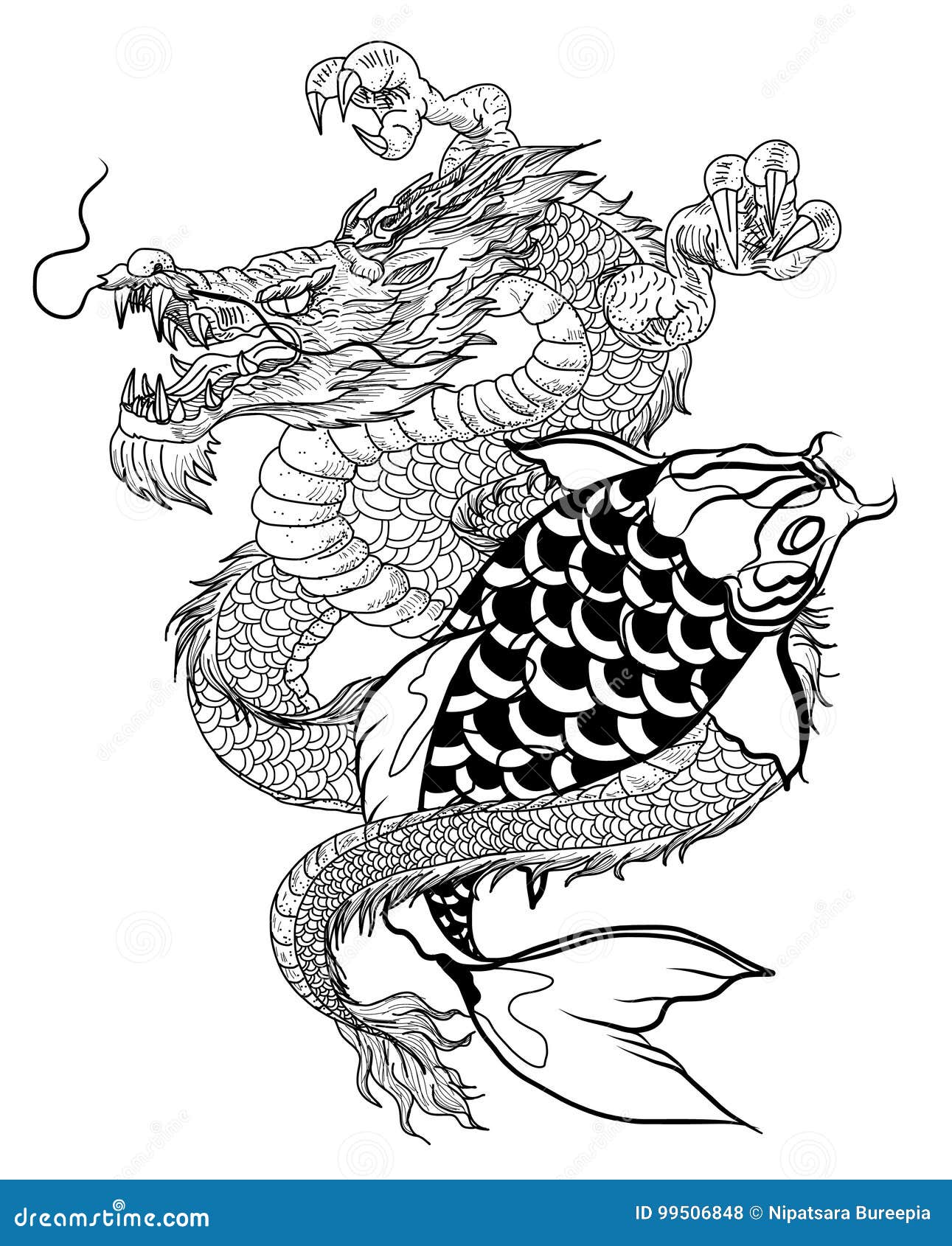 dragon koi fish tattoo forearm