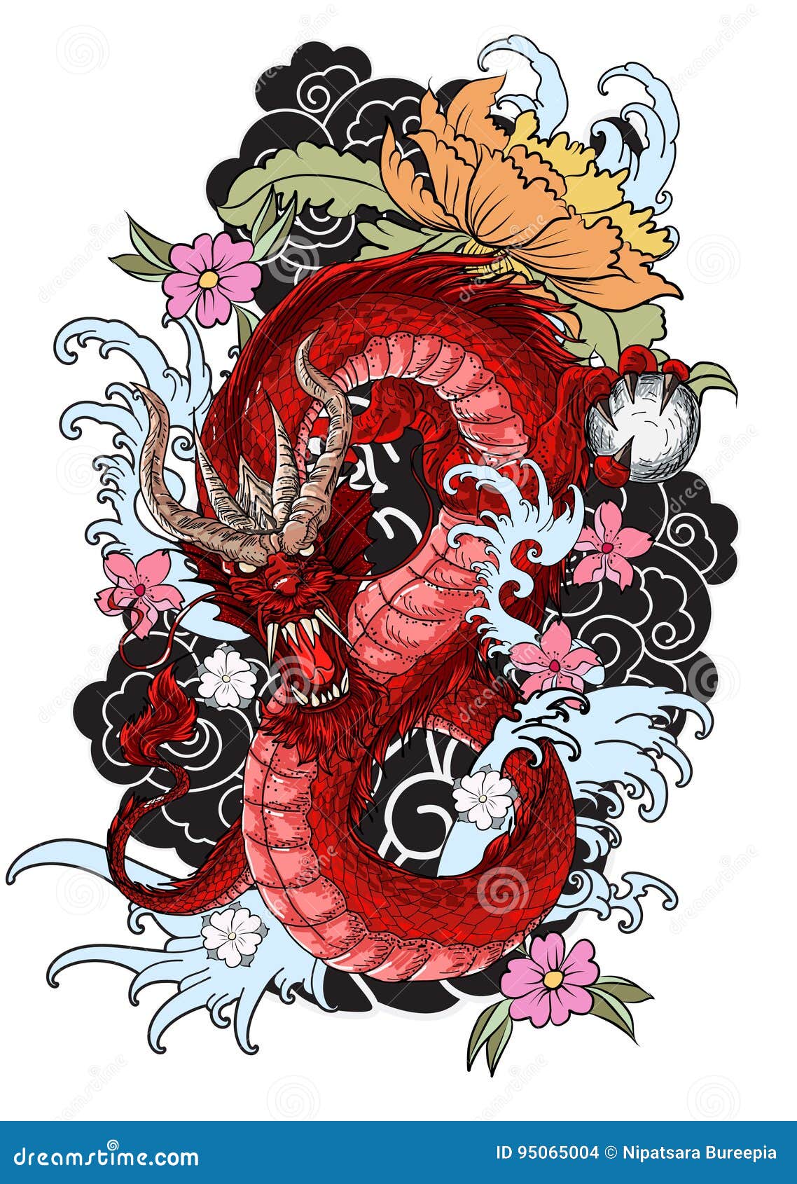 Japanese inspired dragon tattoo