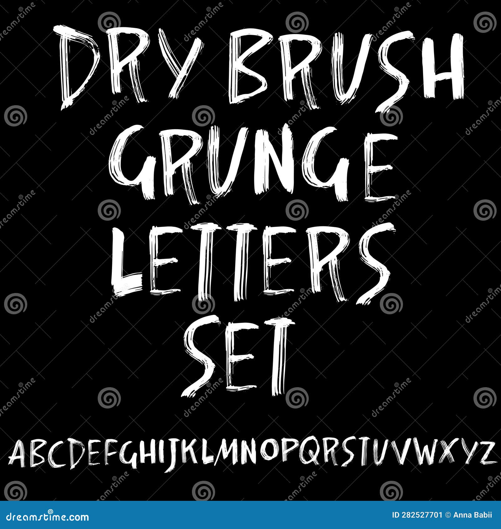 Hand Drawn Dry Brush Font stock vector. Illustration of splatter