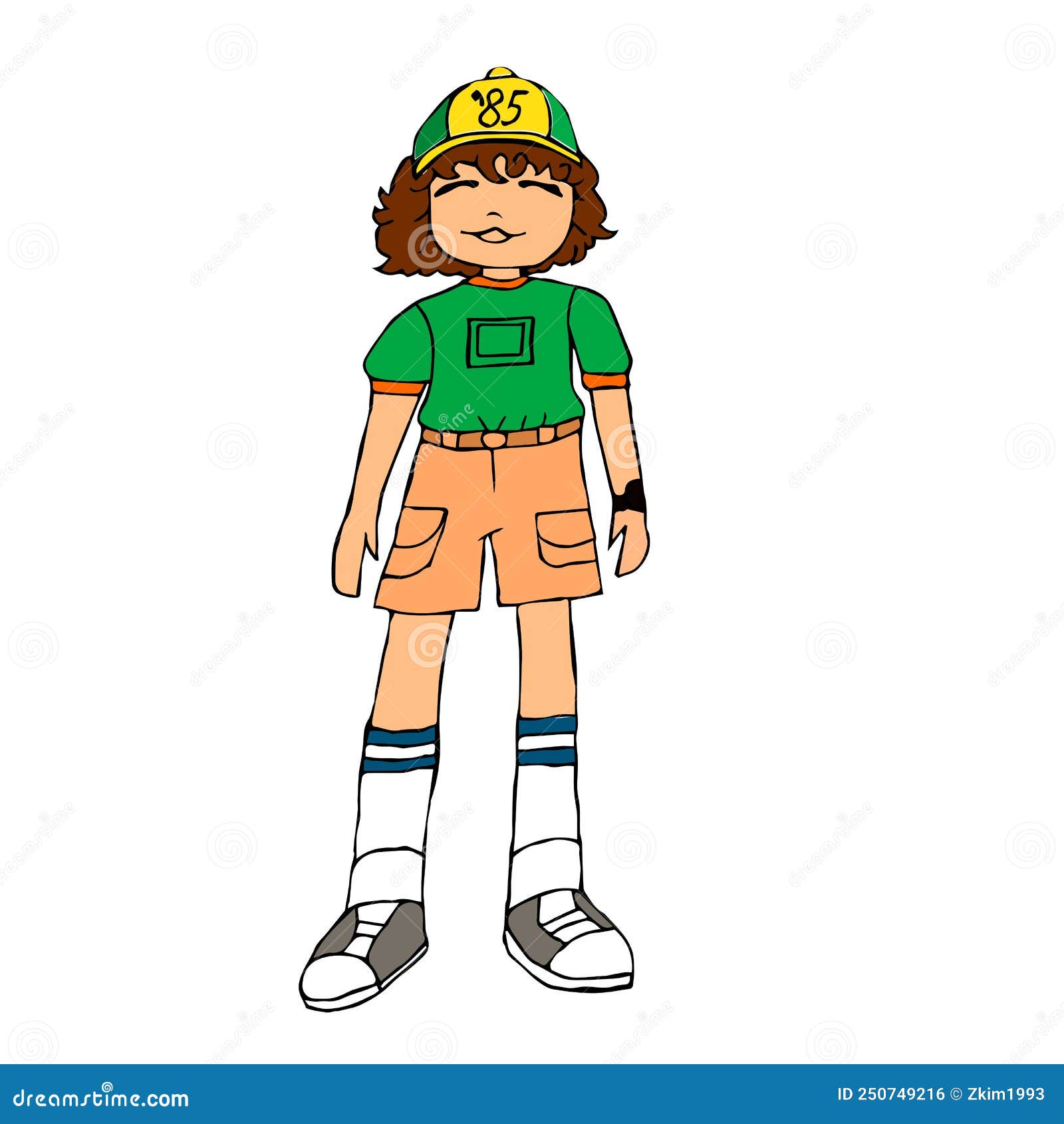 hand drawn dustin stranger things character. stock  