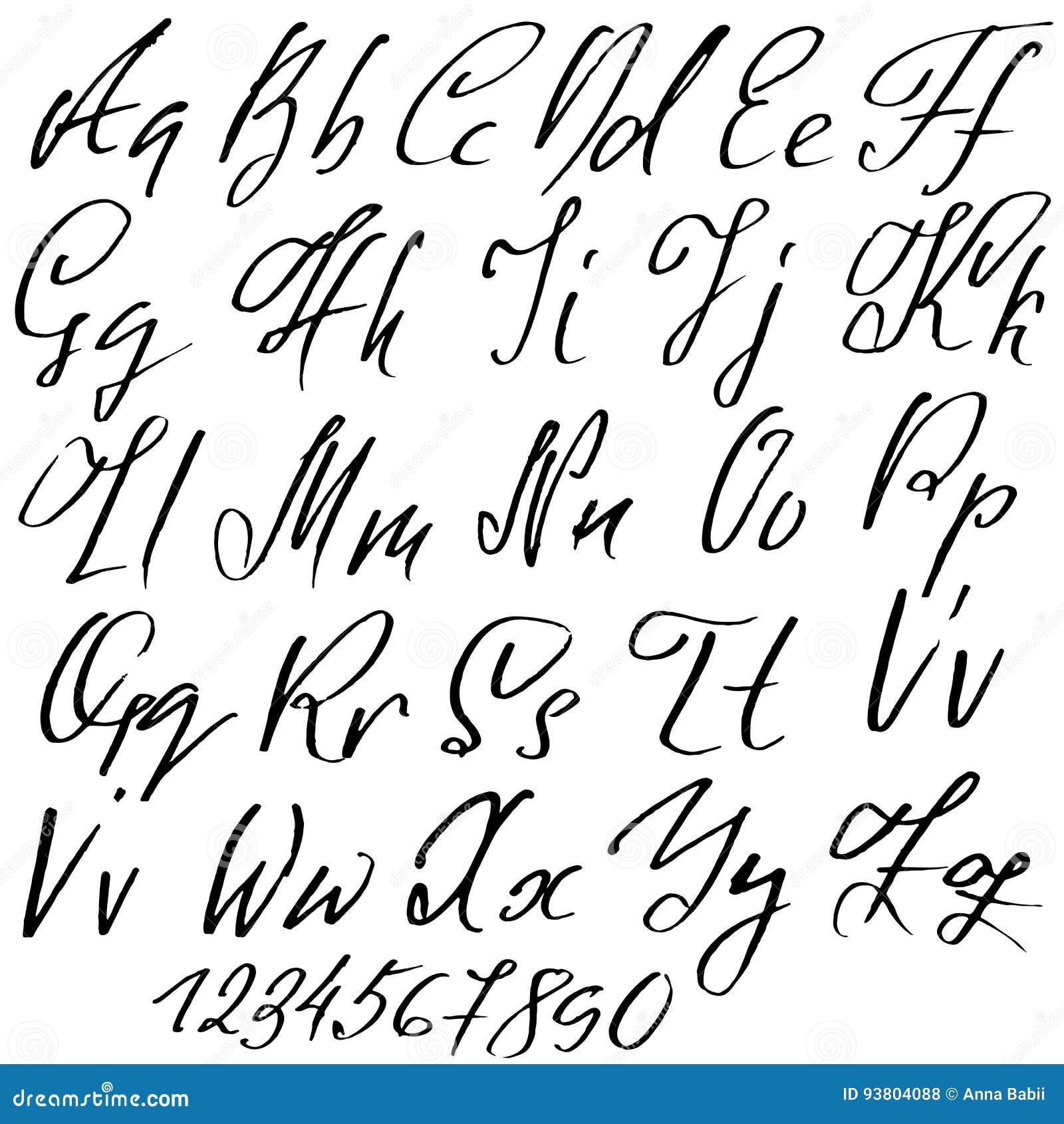 Hand Drawn Elegant Calligraphy Font. Modern Brush Lettering. Grunge ...