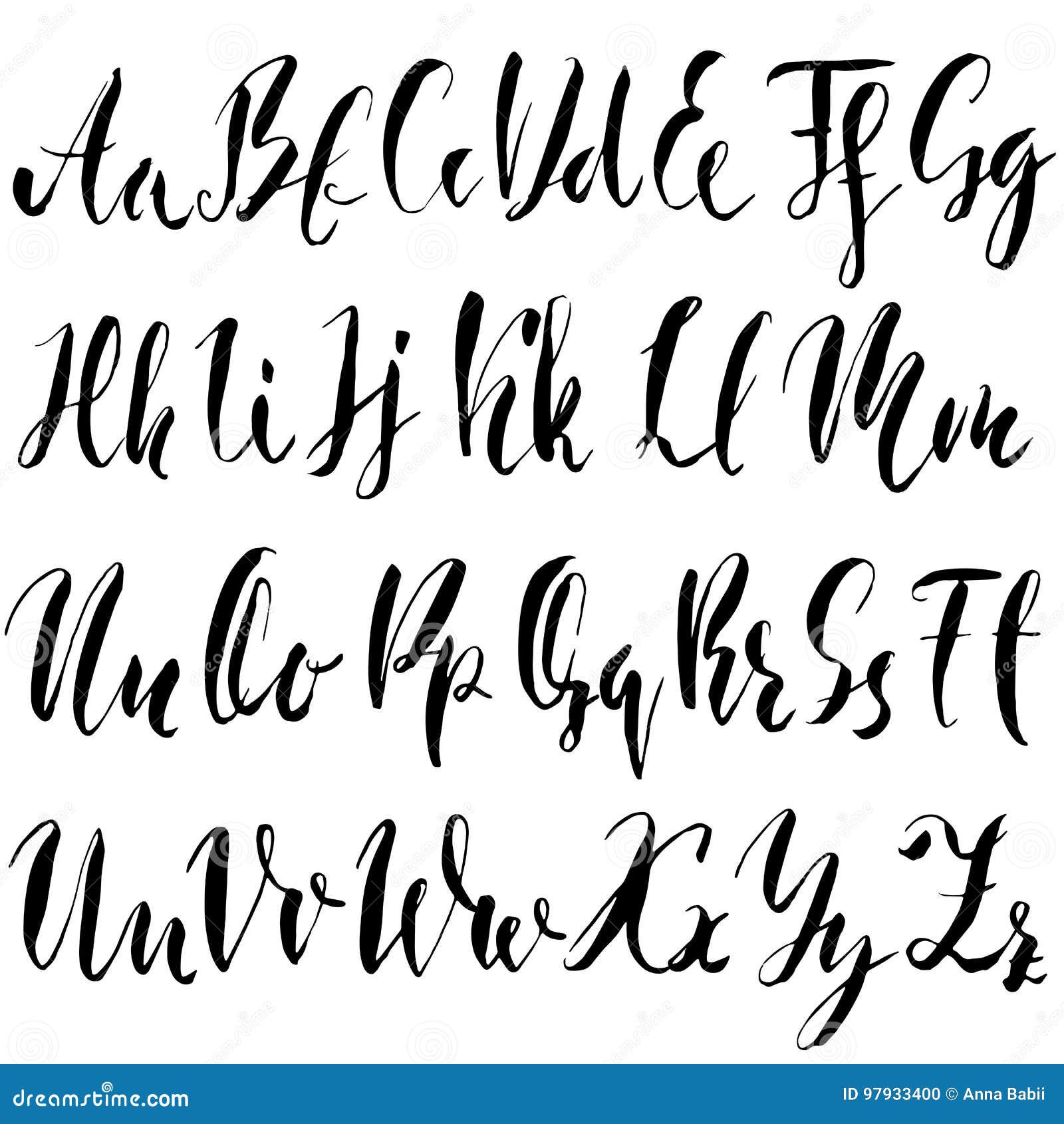 Hand Drawn Elegant Calligraphy Font. Modern Brush ...