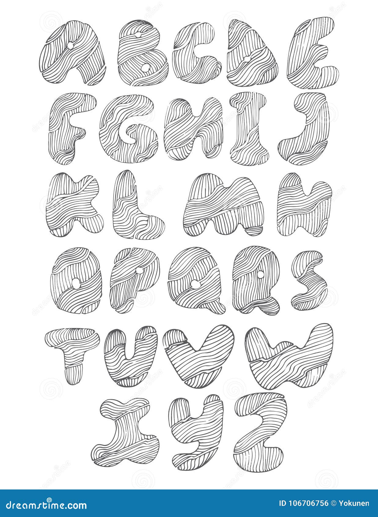 Hand Drawn English Font. Abc Letters From A To Z In