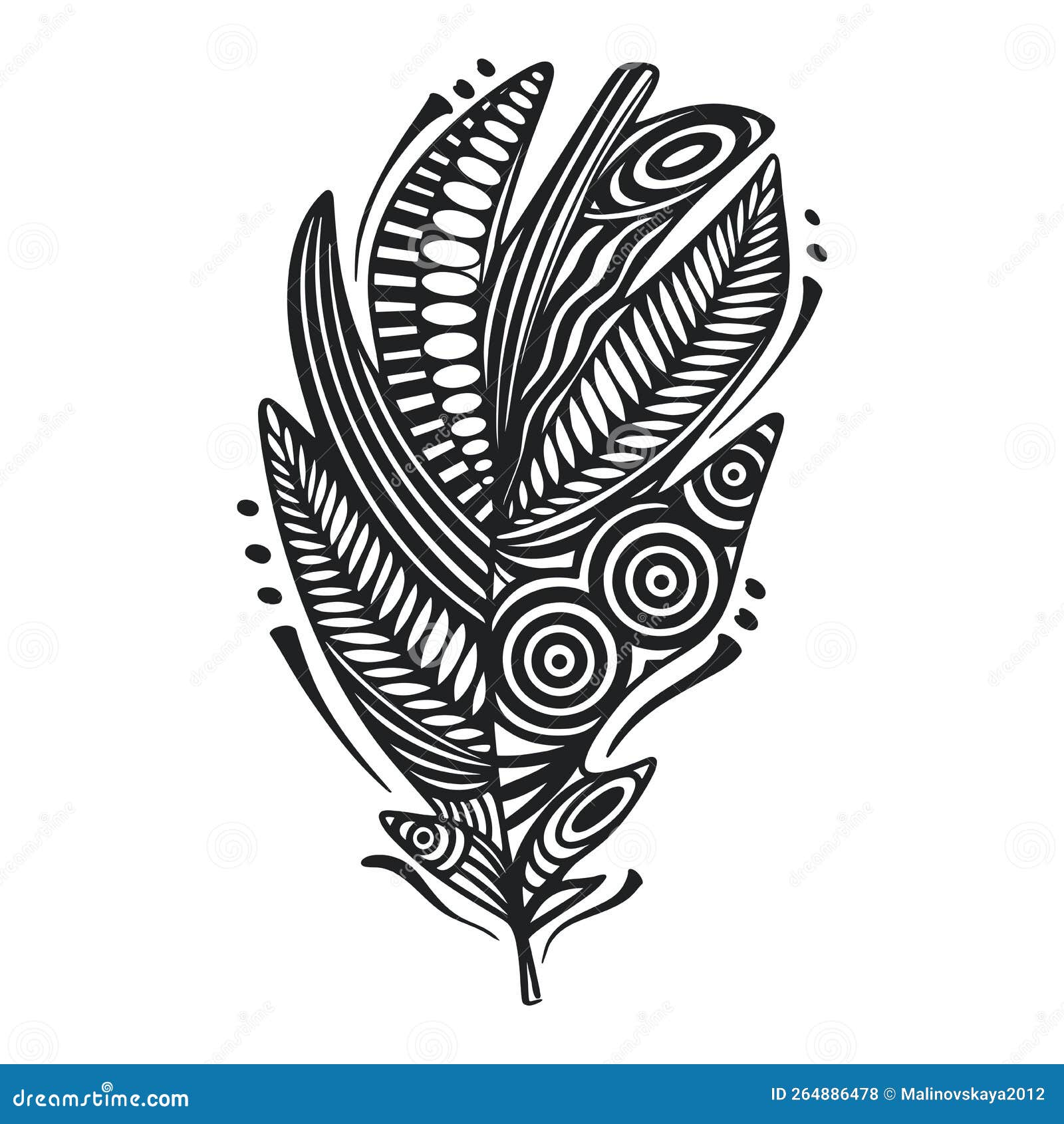 Hand Drawn Ethnic Feather Ink Sketch Isolated Vector Illustration Stock ...
