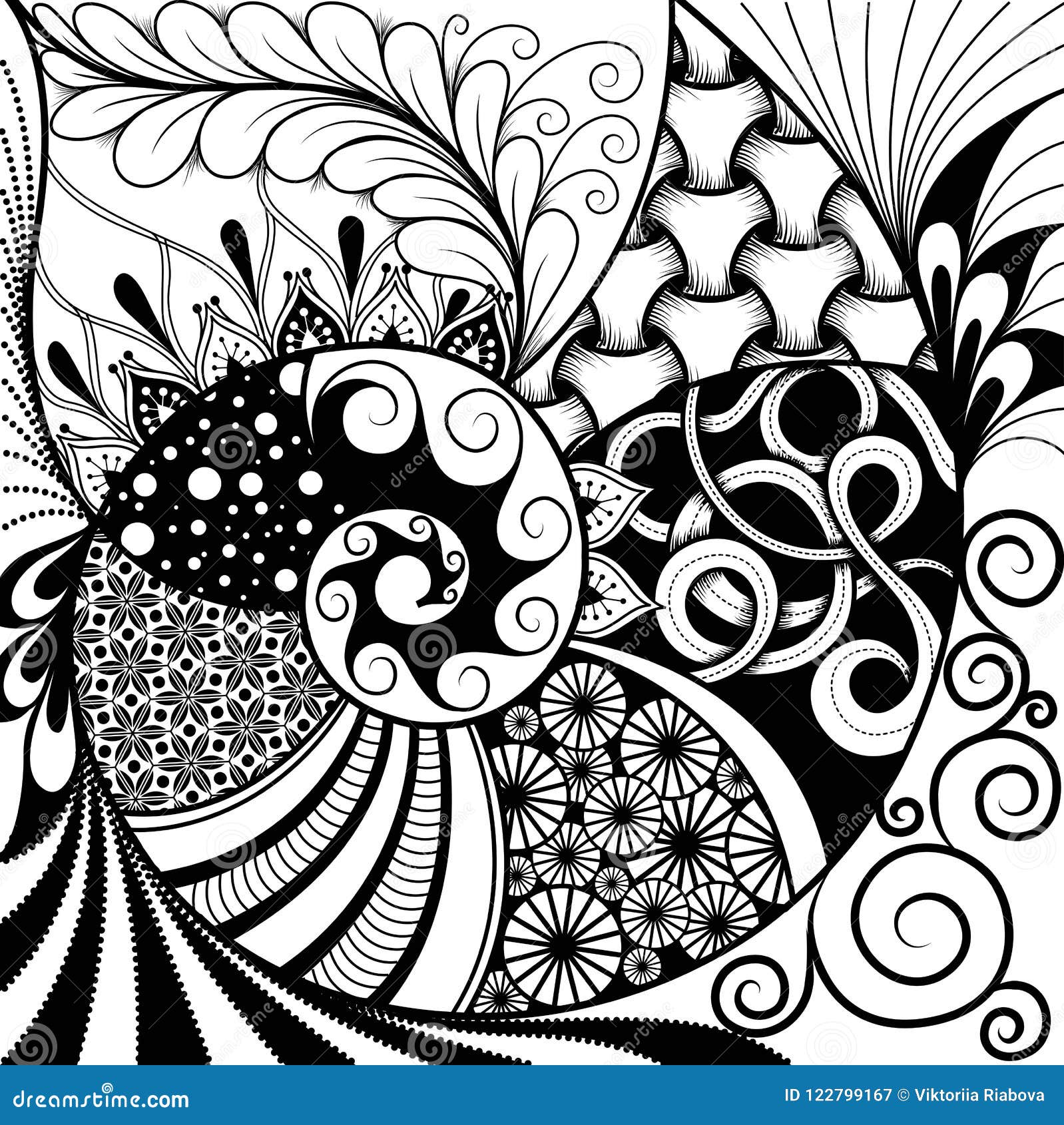 Hand-drawn Ethno Zentangle Pattern, Tribal Background. it Can Be Used ...