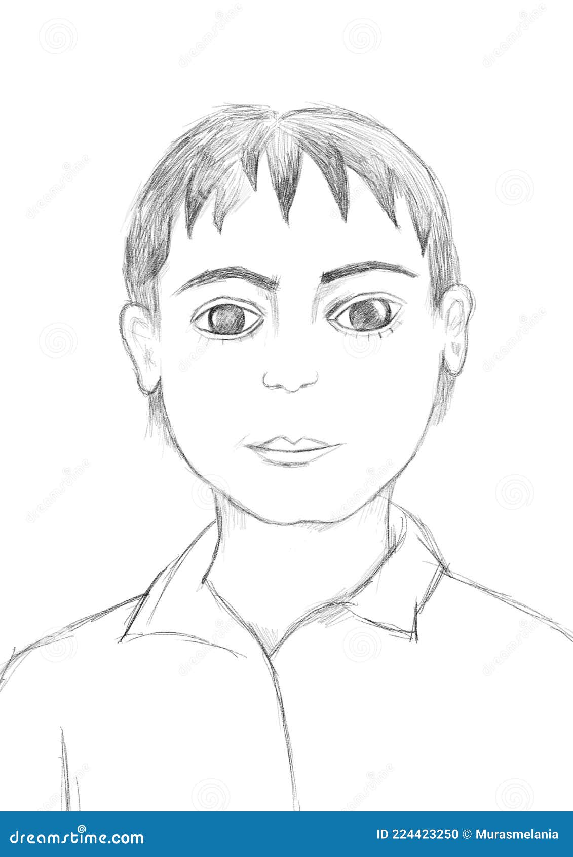 Hand Drawn Face of a Boy. Sketch of a Kid Stock Photo - Image of ...