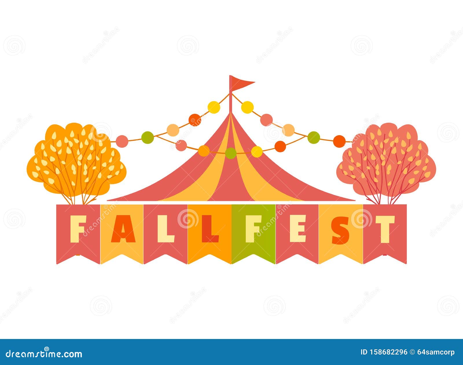hand drawn fall fest tent simple flat color  icon