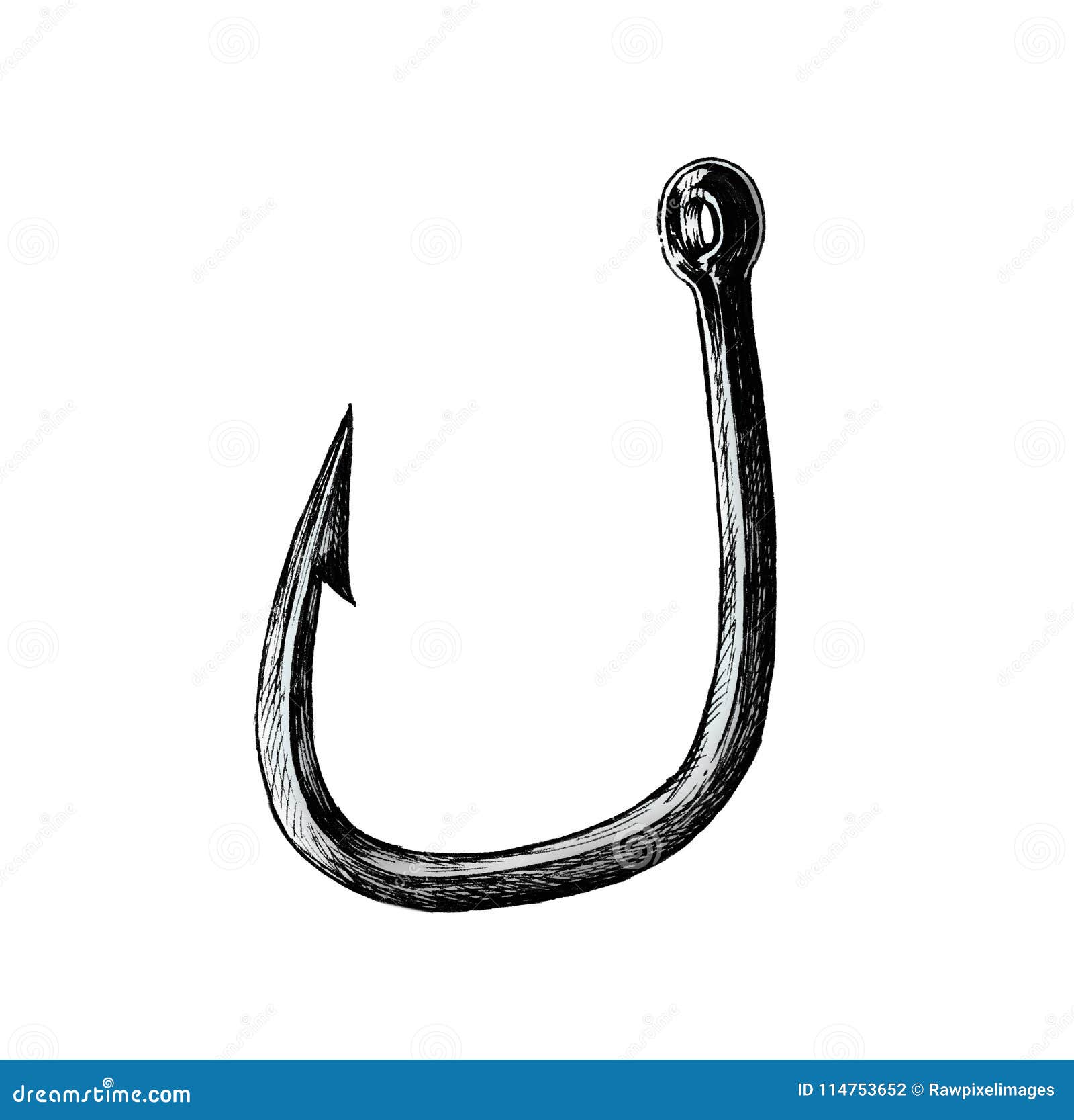 Hand Drawn Fish Hook Isolated Stock Illustration - Illustration of