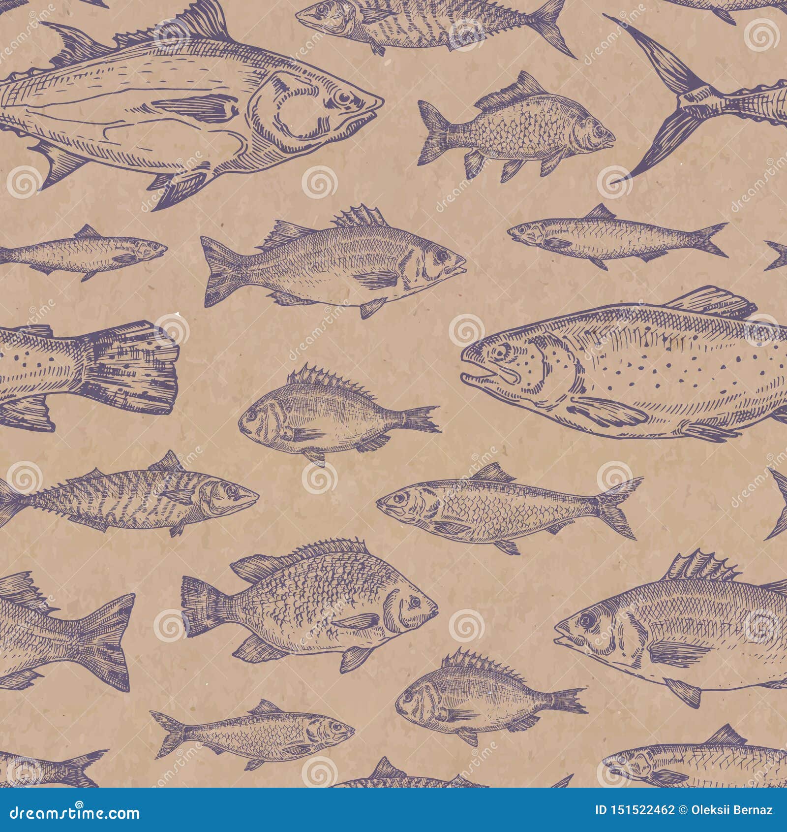 Hand Drawn Fish Vector Seamless Background Pattern. Craft Cardboard Paper Texture Stock Vector - Illustration of hand, pattern: 151522462 Hand Drawn Fish Vector Seamless Background Pattern. Craft Cardboard Paper Texture Stock Vector - Illustration of hand, pattern: 151522462
