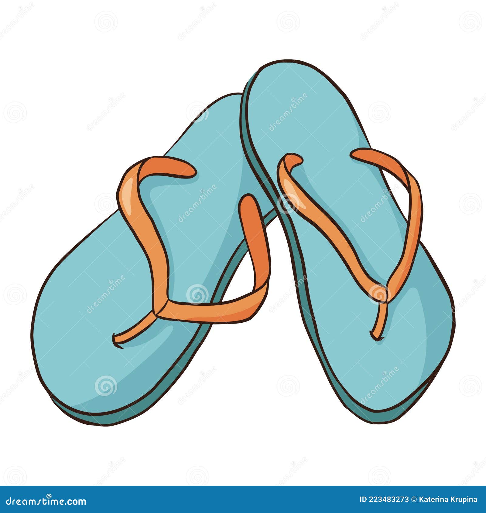 Pair of flip flop slippers hand drawn outline Vector Image