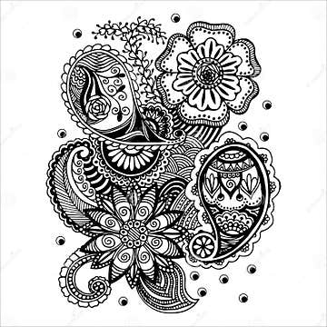 Hand Drawn Floral Zentangle on White Background Stock Vector ...