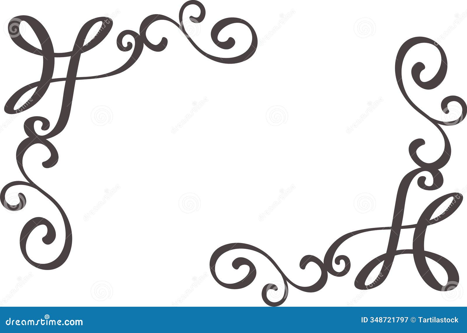 hand drawn flourishes create an elegant and decorative corner frame, adding a touch of sophistication and artistic flair