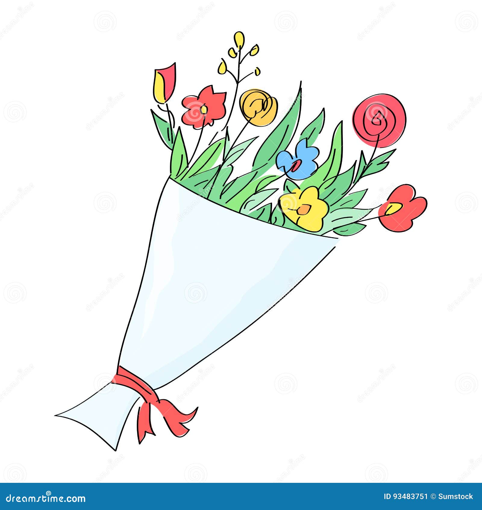 Hand drawn flower bouquet stock vector. Illustration of drawn 93483751