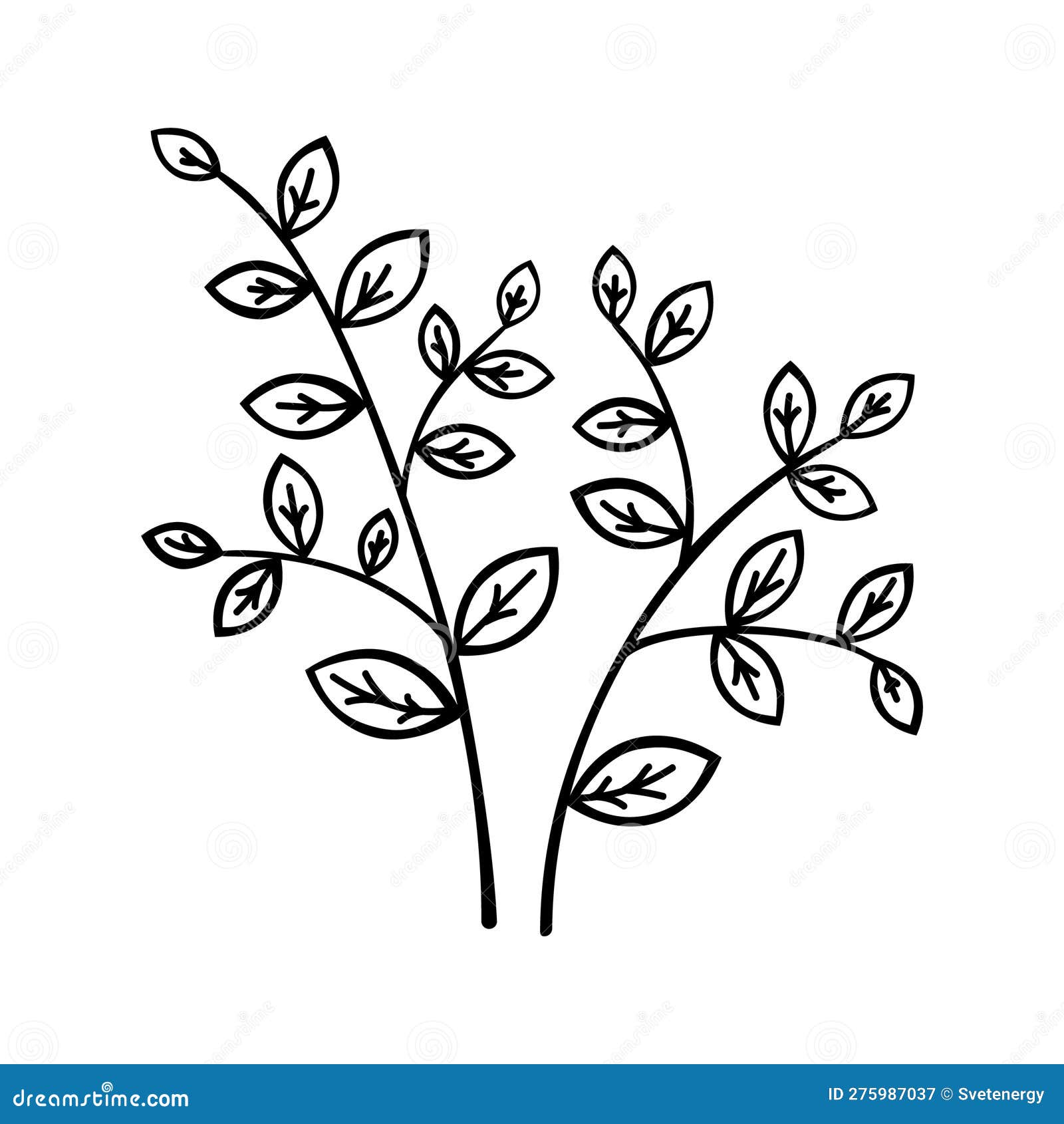 Hand Drawn Flower and Branches Doodle. Vector Illustration Stock Vector ...