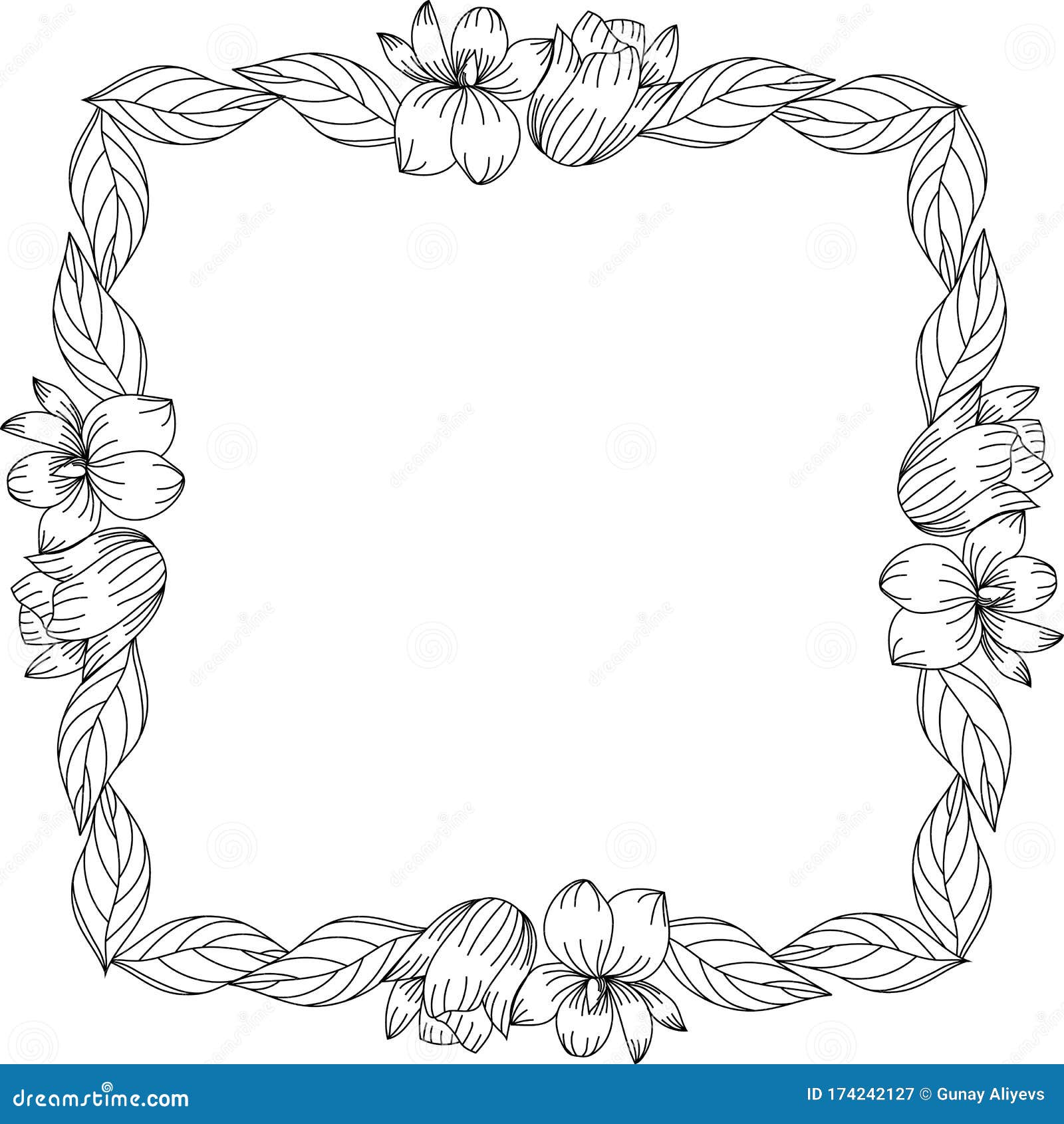 Download Hand Drawn Flower Isolated. Simple Outline Sketch. Botany ...