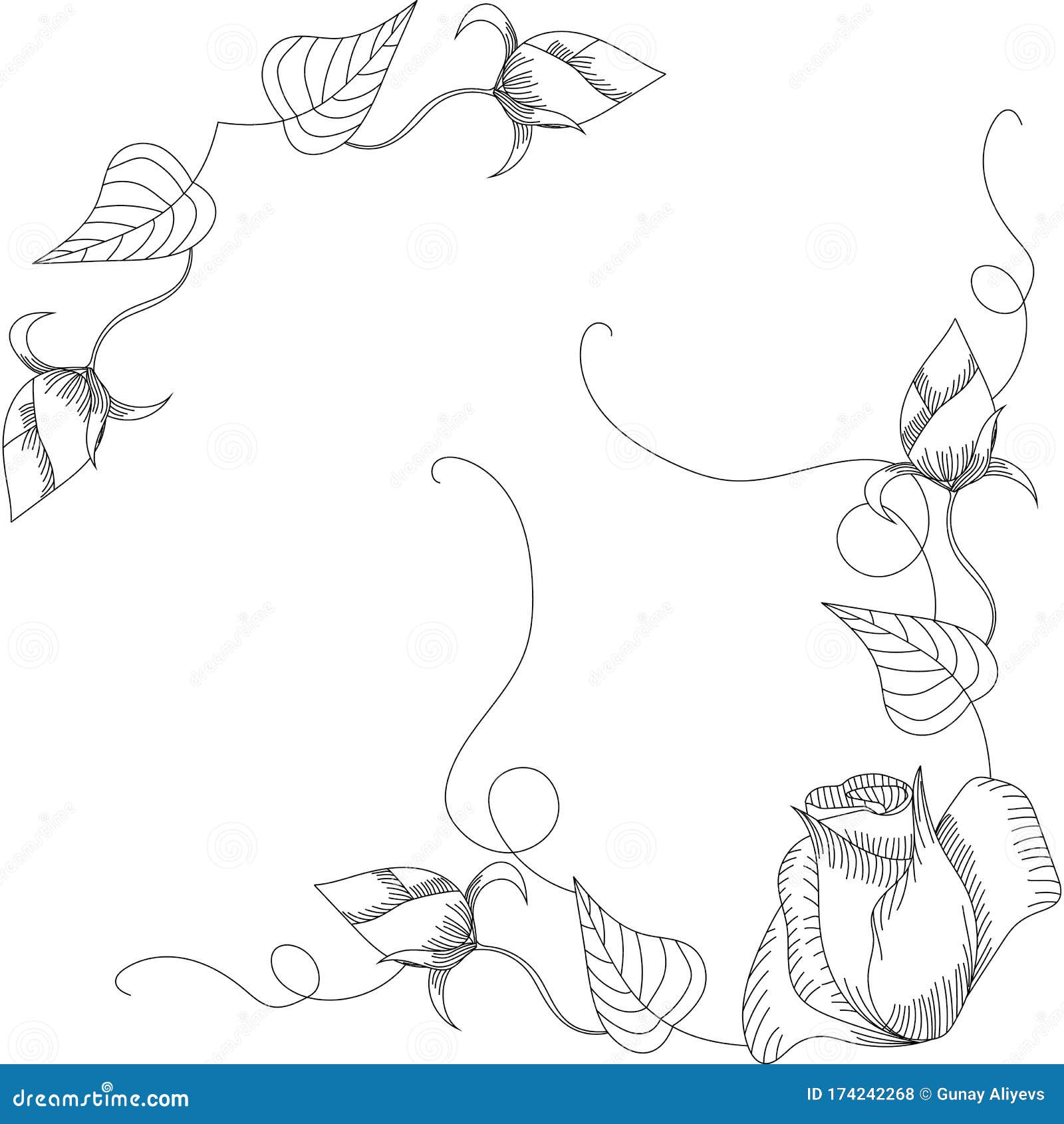 Download Hand Drawn Flower Isolated. Simple Outline Sketch. Botany ...