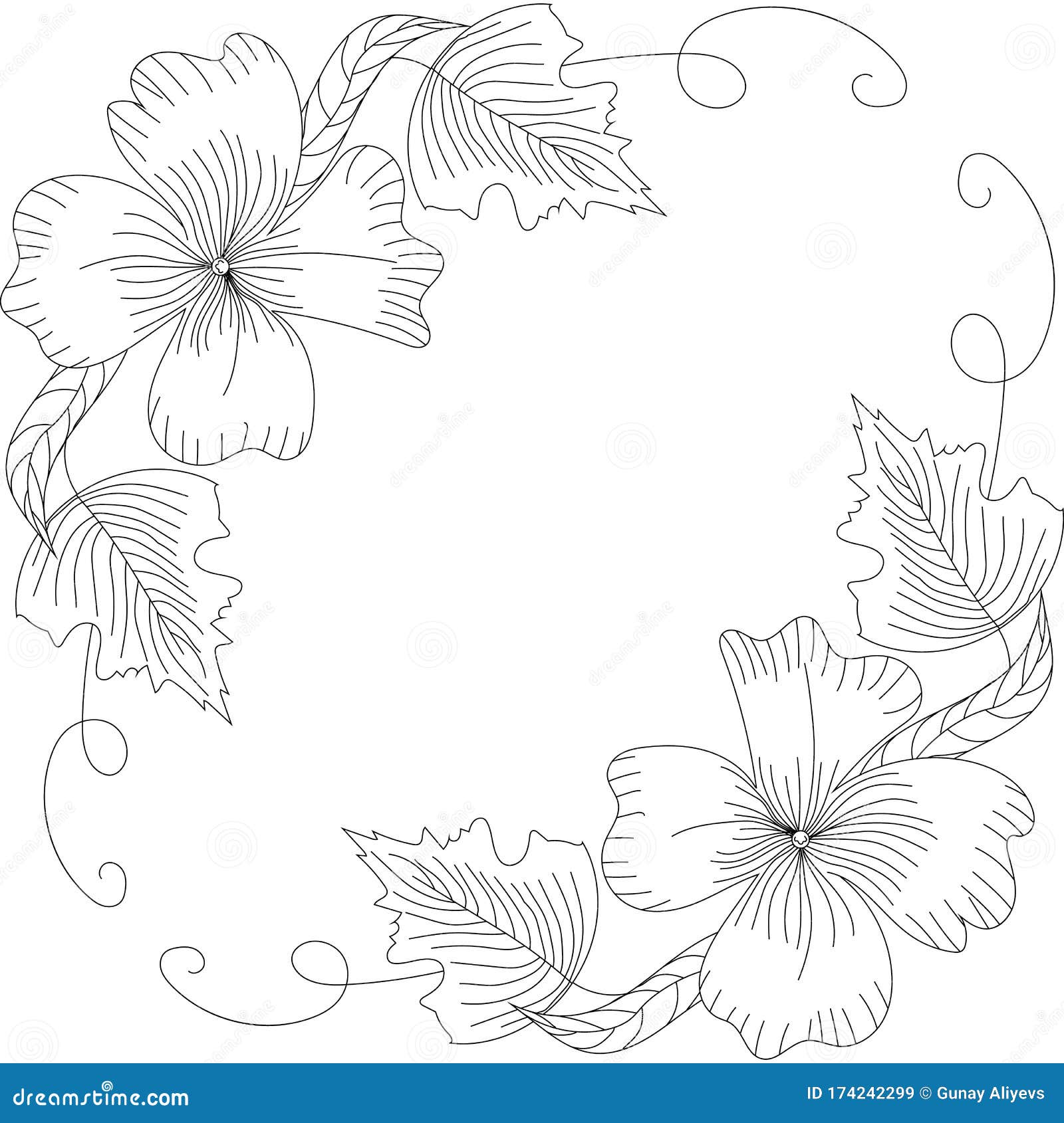 Download Hand Drawn Flower Isolated. Simple Outline Sketch. Botany ...