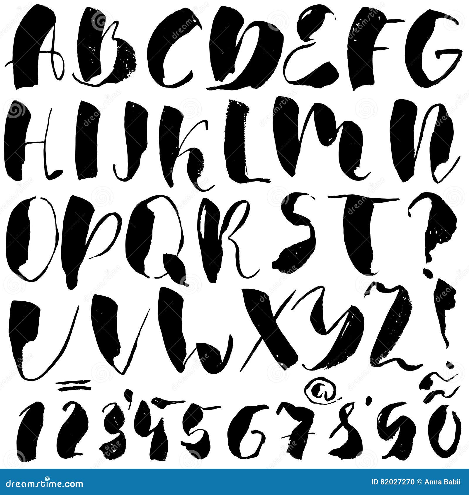 Hand Drawn Font Made by Dry Brush Strokes. Grunge Style Alphabet Stock ...