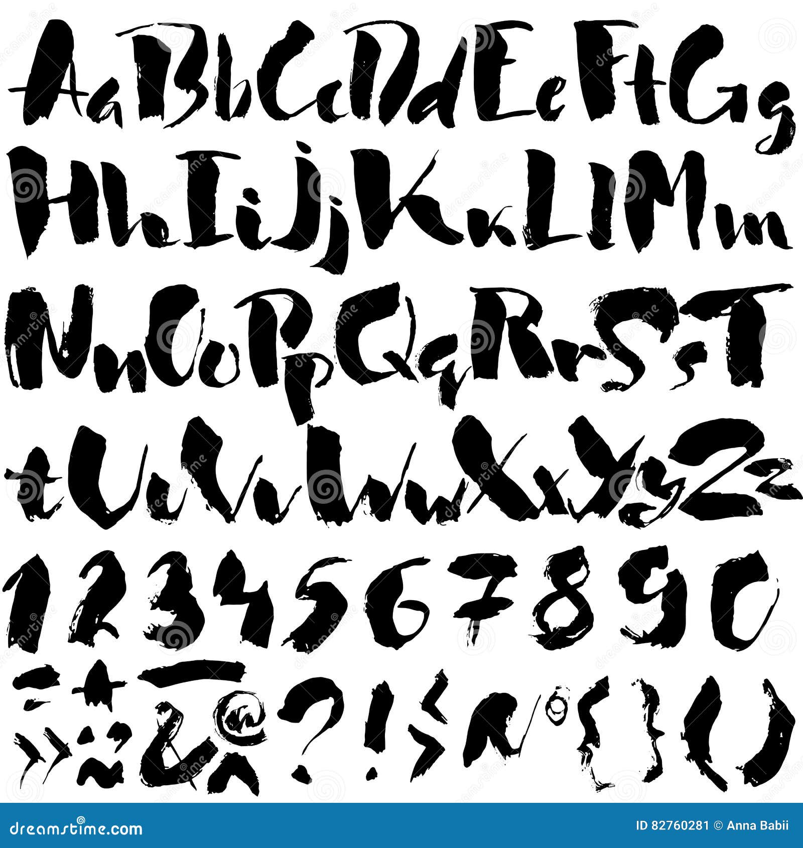 Hand Drawn Font Made by Dry Brush Strokes. Grunge Style Alphabet Stock ...